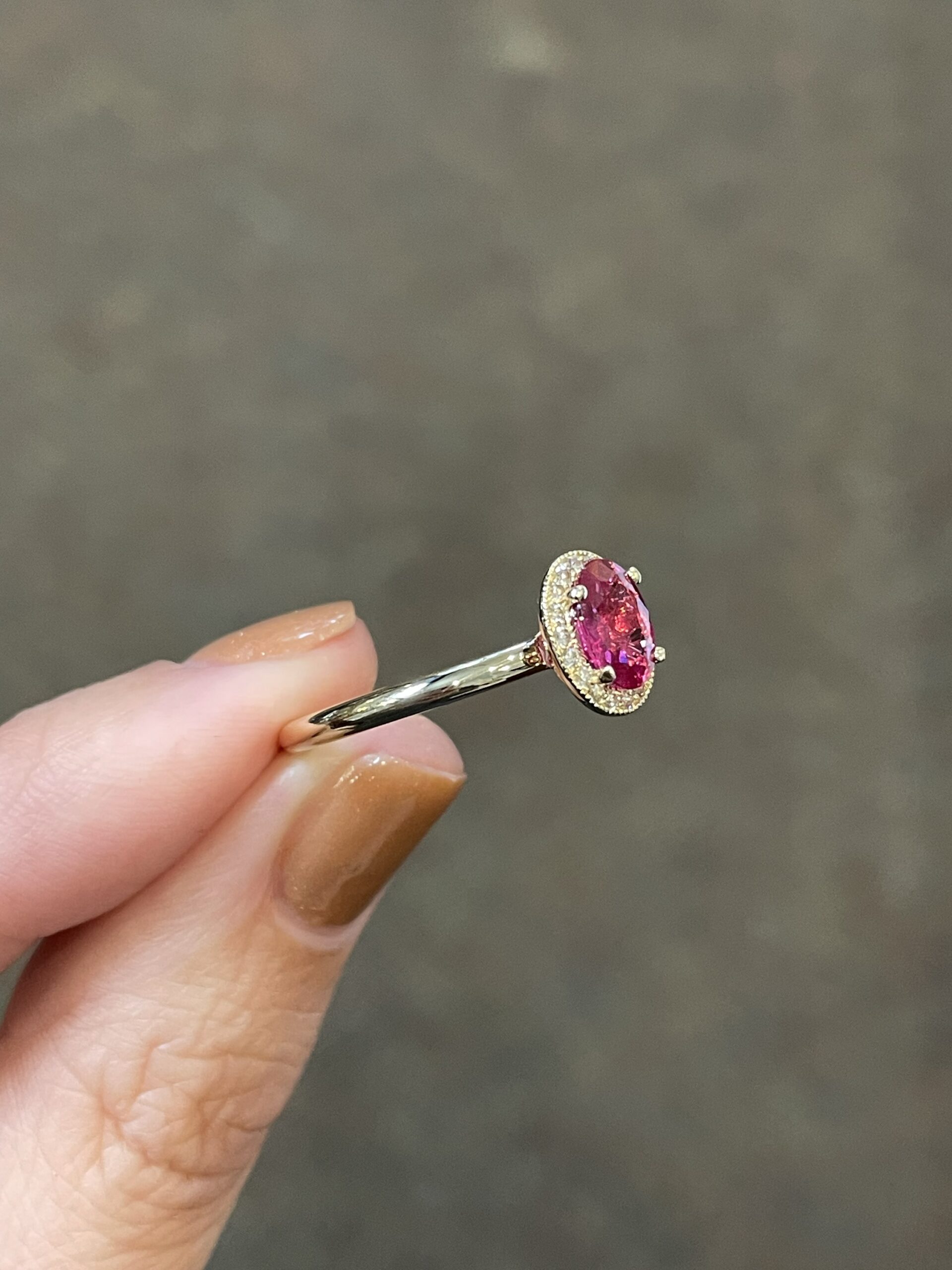 14k Yellow Gold Genuine .85 Cttw Ruby & Diamond Halo Ring With Tubular Shank - Image 5