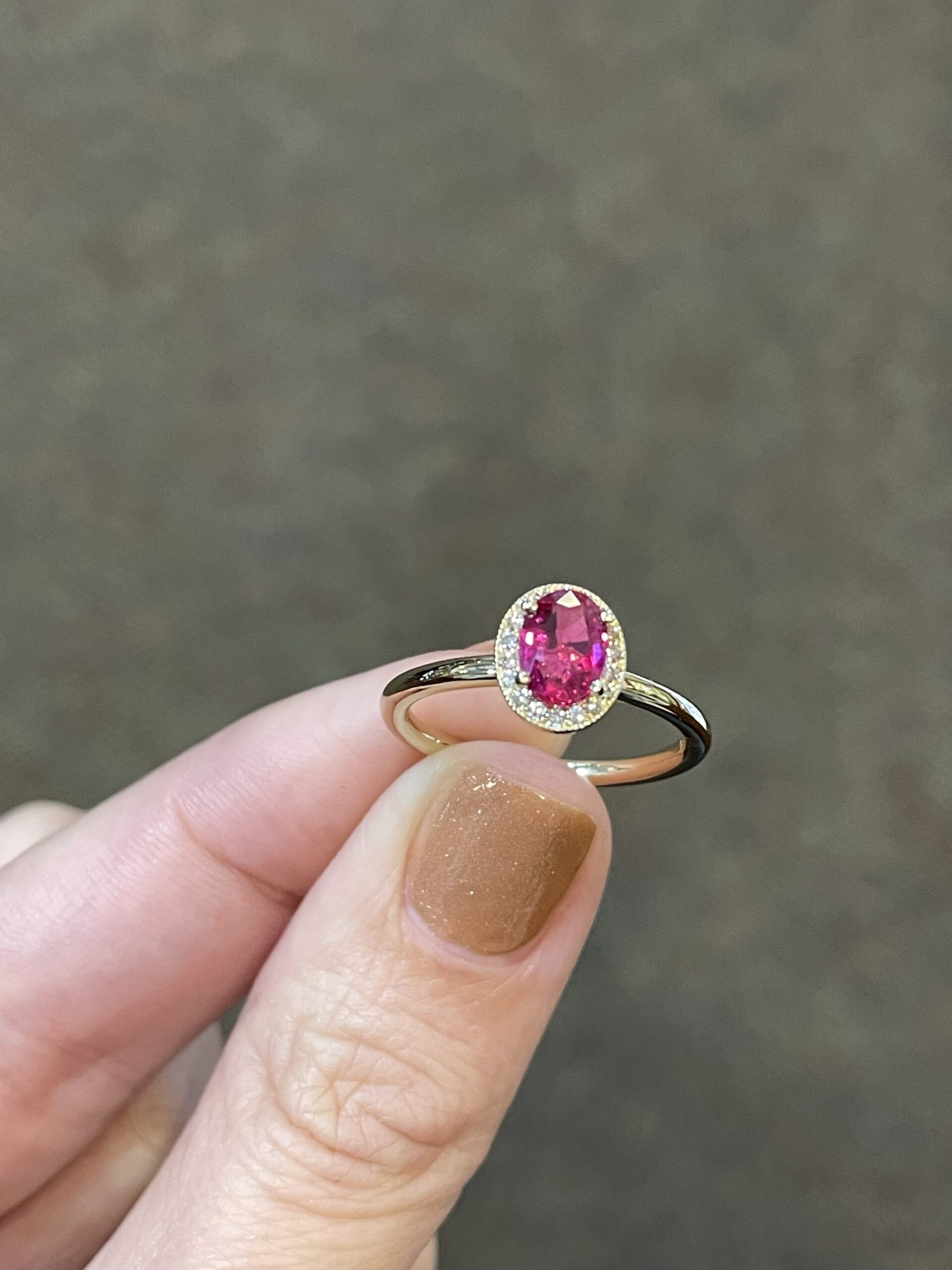 14k Yellow Gold Genuine .85 Cttw Ruby & Diamond Halo Ring With Tubular Shank - Image 9