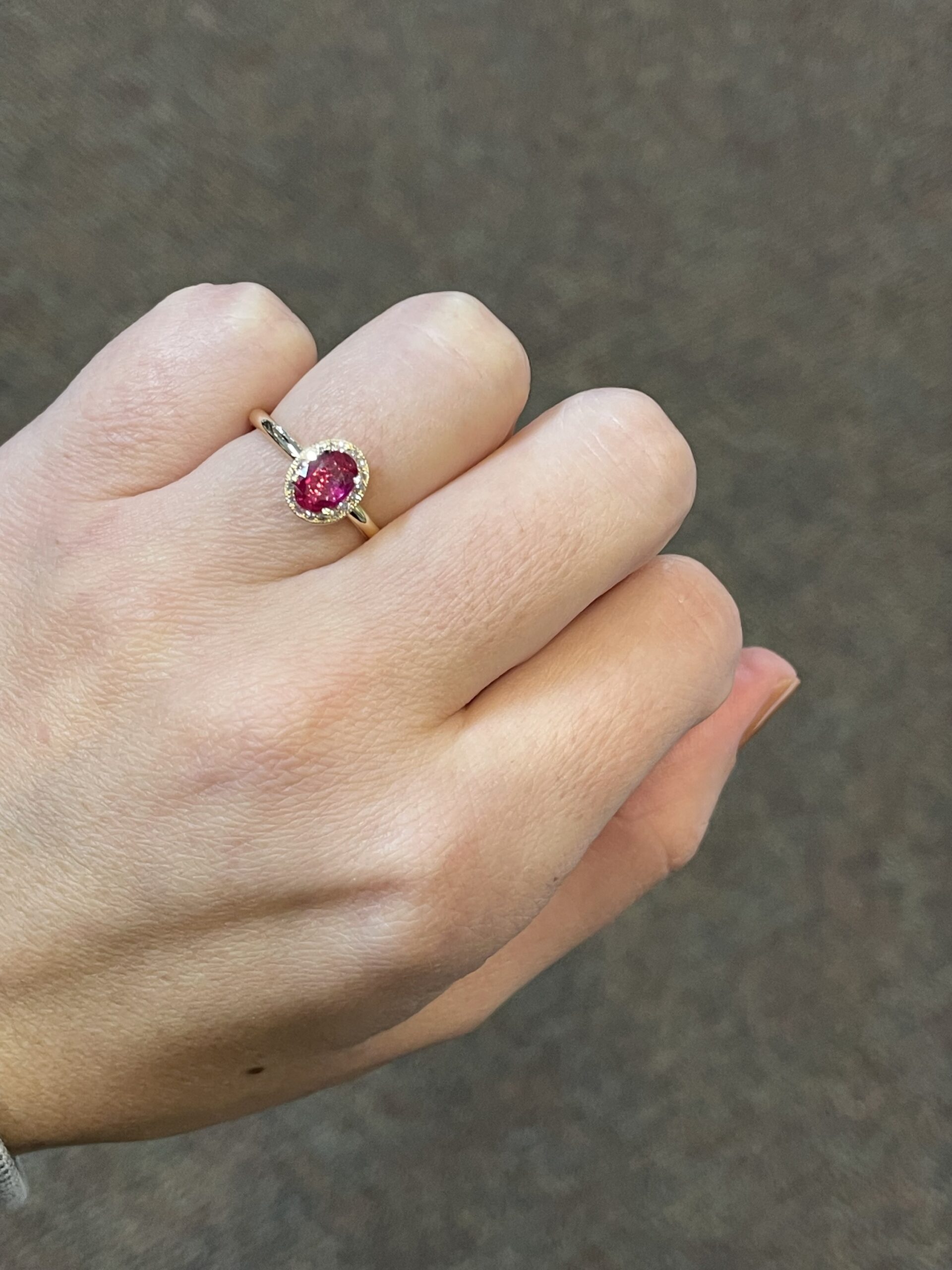 14k Yellow Gold Genuine .85 Cttw Ruby & Diamond Halo Ring With Tubular Shank - Image 12