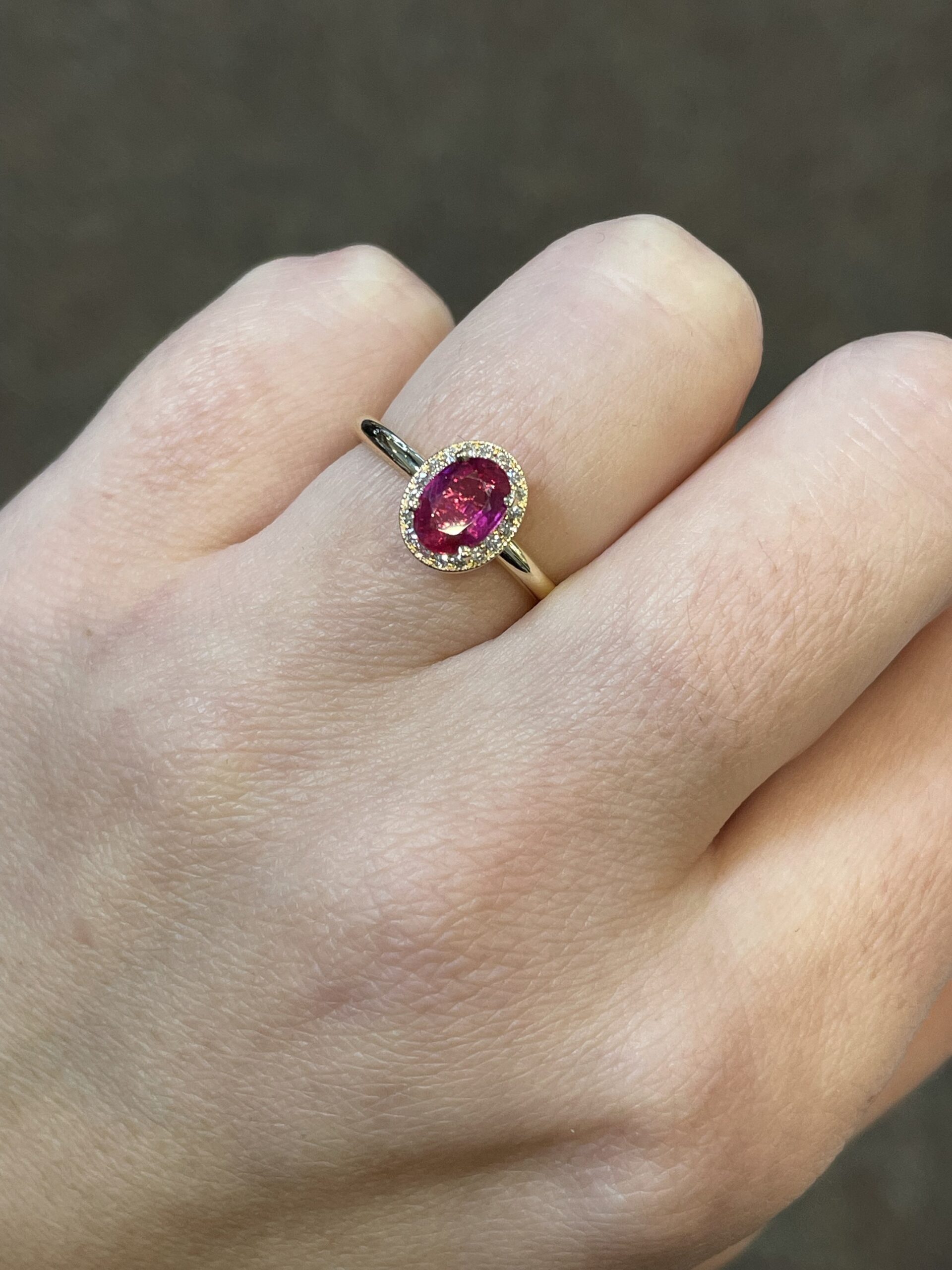 14k Yellow Gold Genuine .85 Cttw Ruby & Diamond Halo Ring With Tubular Shank - Image 13