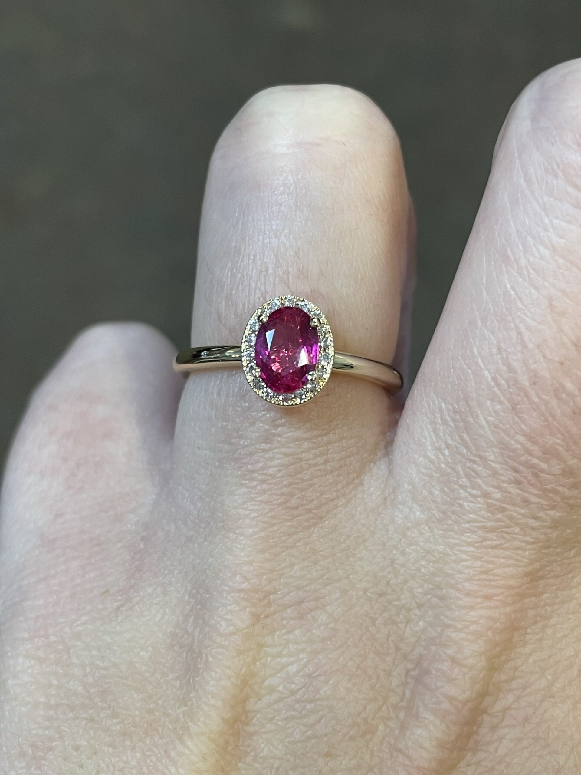 14k Yellow Gold Genuine .85 Cttw Ruby & Diamond Halo Ring With Tubular Shank - Image 15