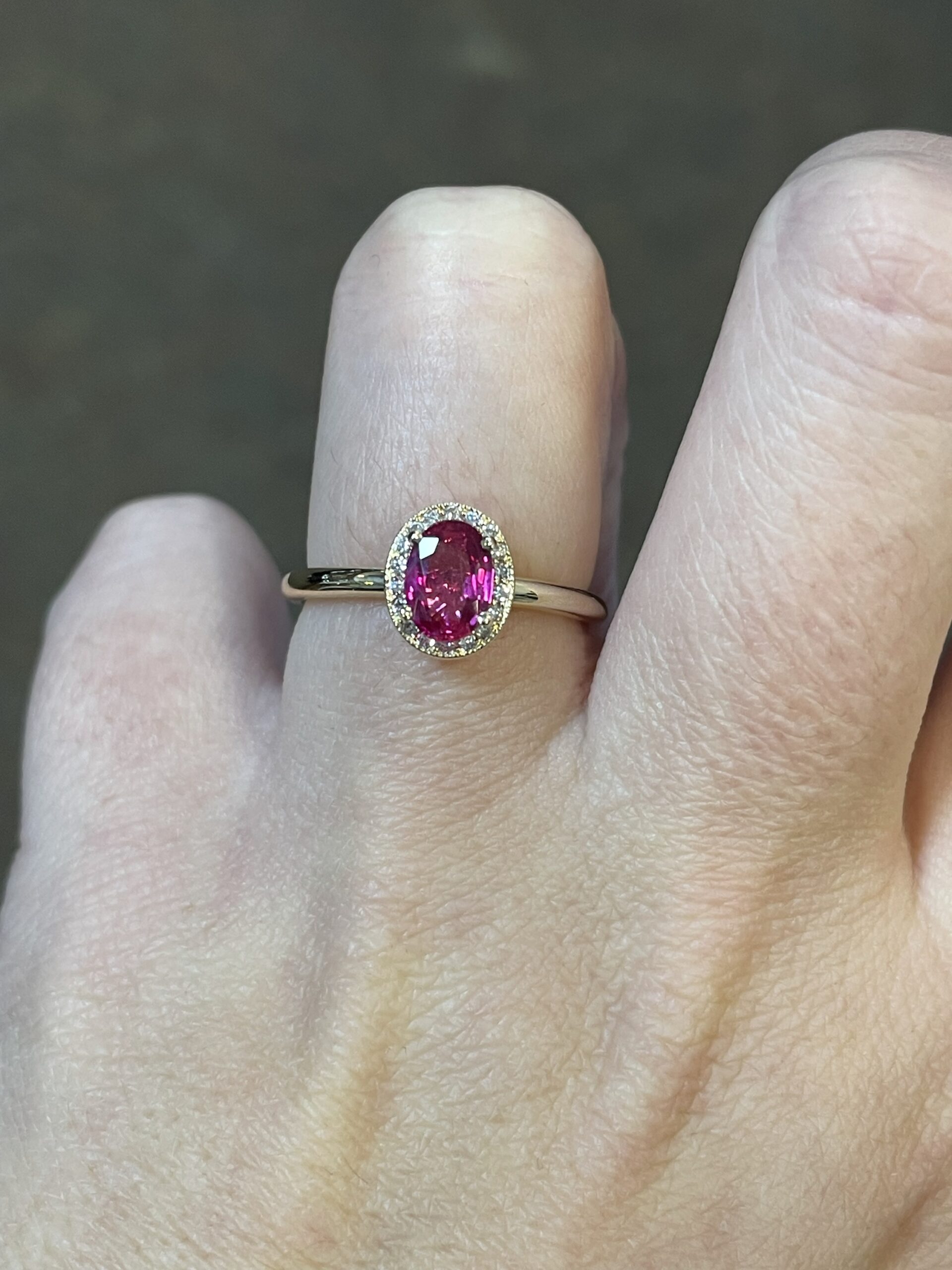 14k Yellow Gold Genuine .85 Cttw Ruby & Diamond Halo Ring With Tubular Shank - Image 16