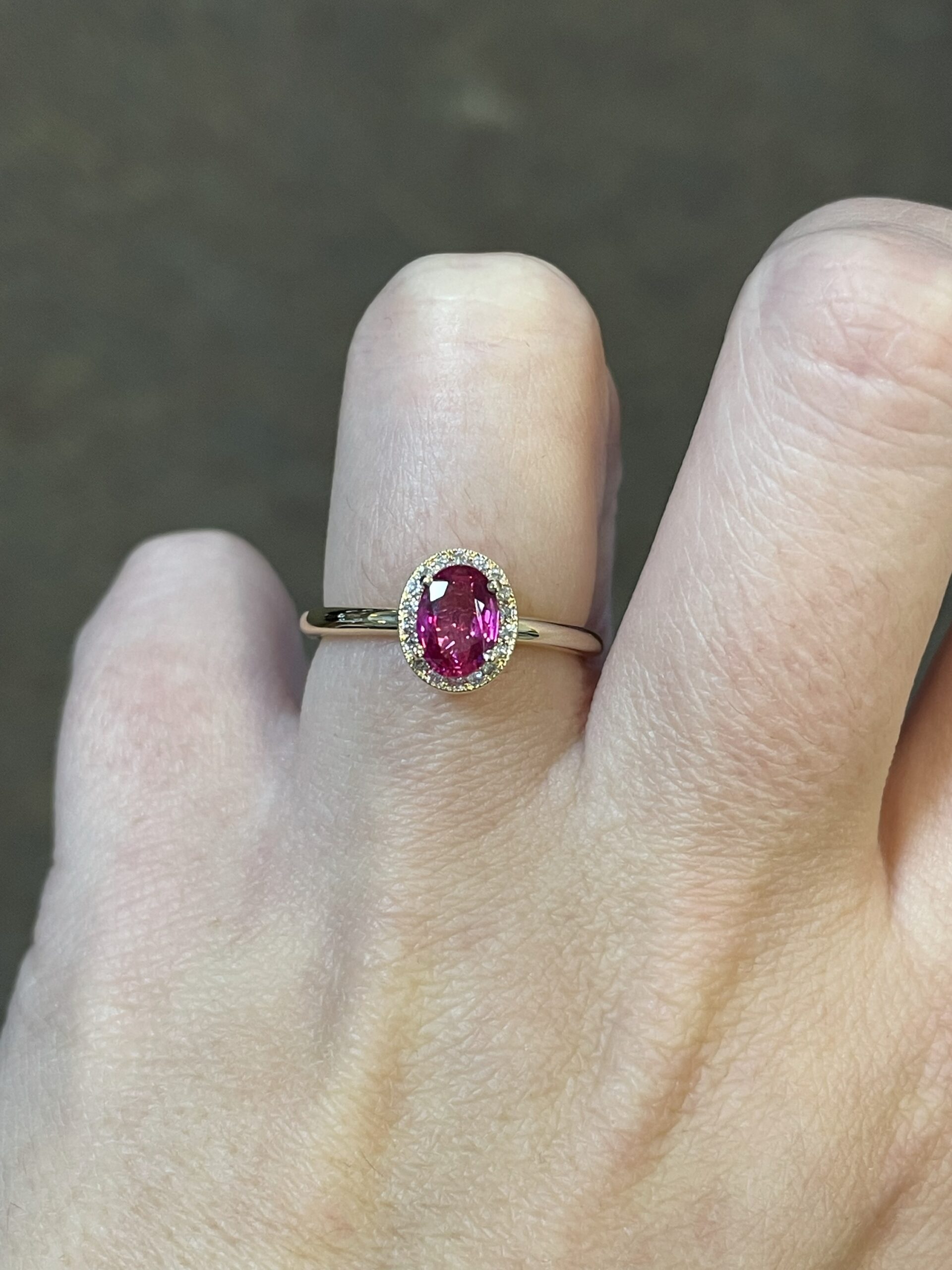 14k Yellow Gold Genuine .85 Cttw Ruby & Diamond Halo Ring With Tubular Shank - Image 17