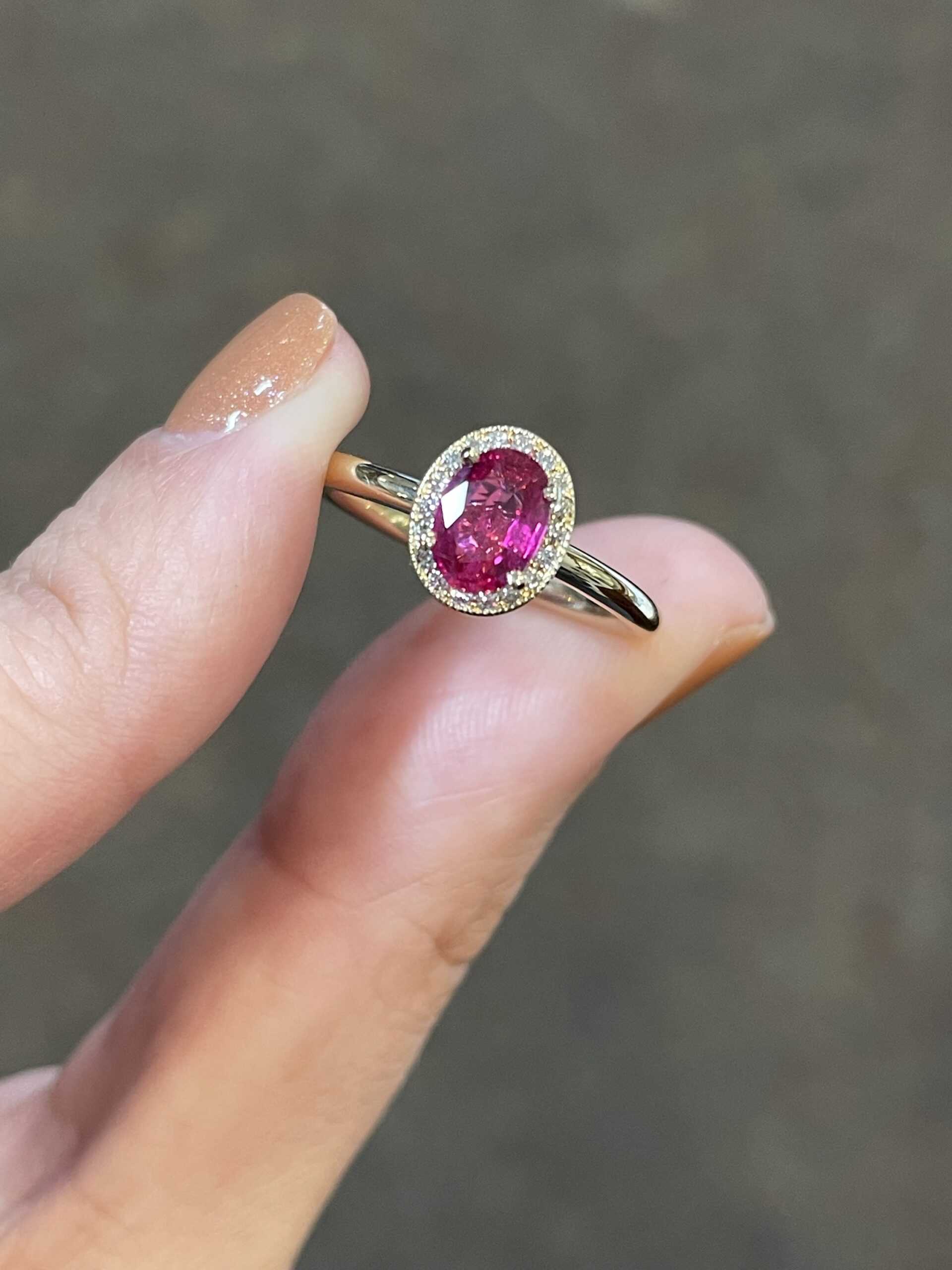 14k Yellow Gold Genuine .85 Cttw Ruby & Diamond Halo Ring With Tubular Shank - Image 3