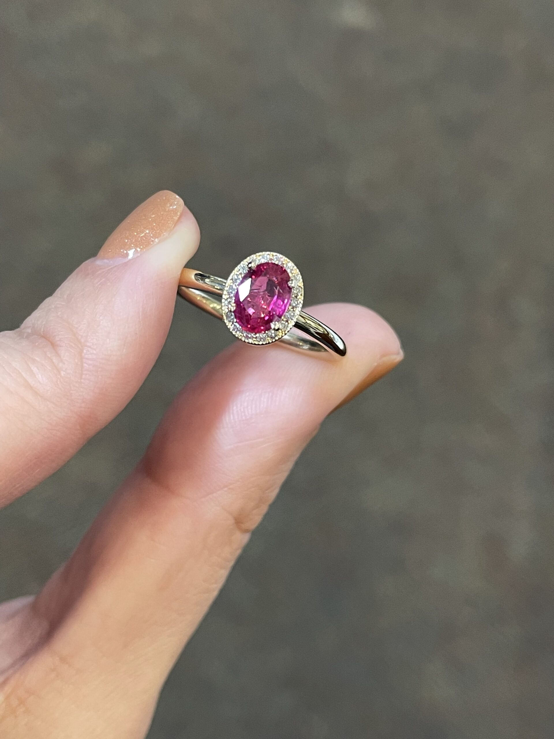 14k Yellow Gold Genuine .85 Cttw Ruby & Diamond Halo Ring With Tubular Shank - Image 2