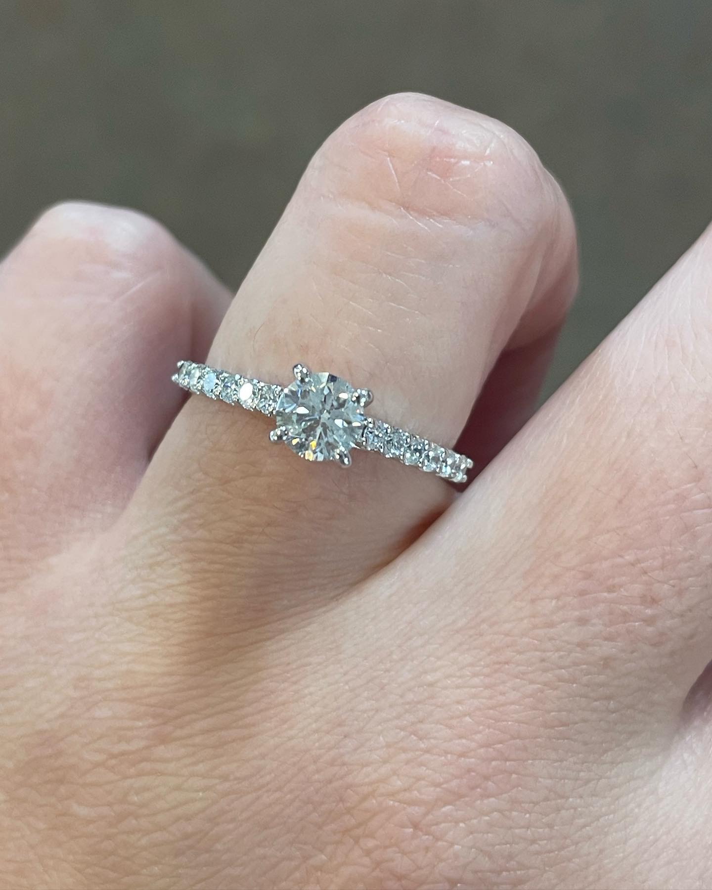 14k White Gold .60 Cttw Genuine Round Brilliant Cut Diamond Engagement Ring - Image 8