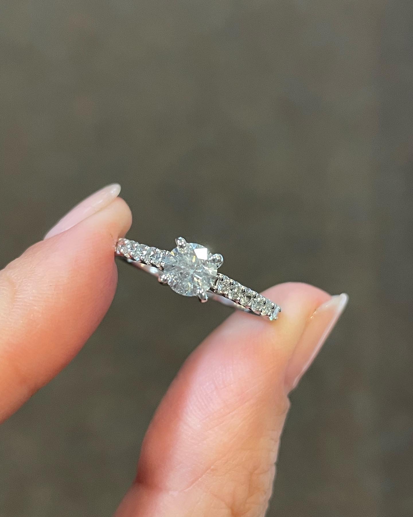 14k White Gold .60 Cttw Genuine Round Brilliant Cut Diamond Engagement Ring