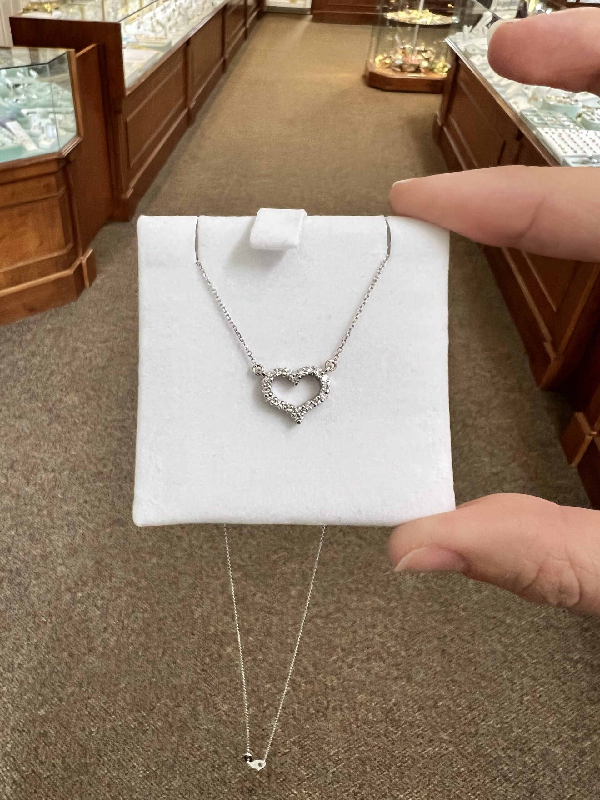 14k White Gold .30 Cttw Genuine Round Brilliant Cut Diamond Open Heart Pendant - Image 3