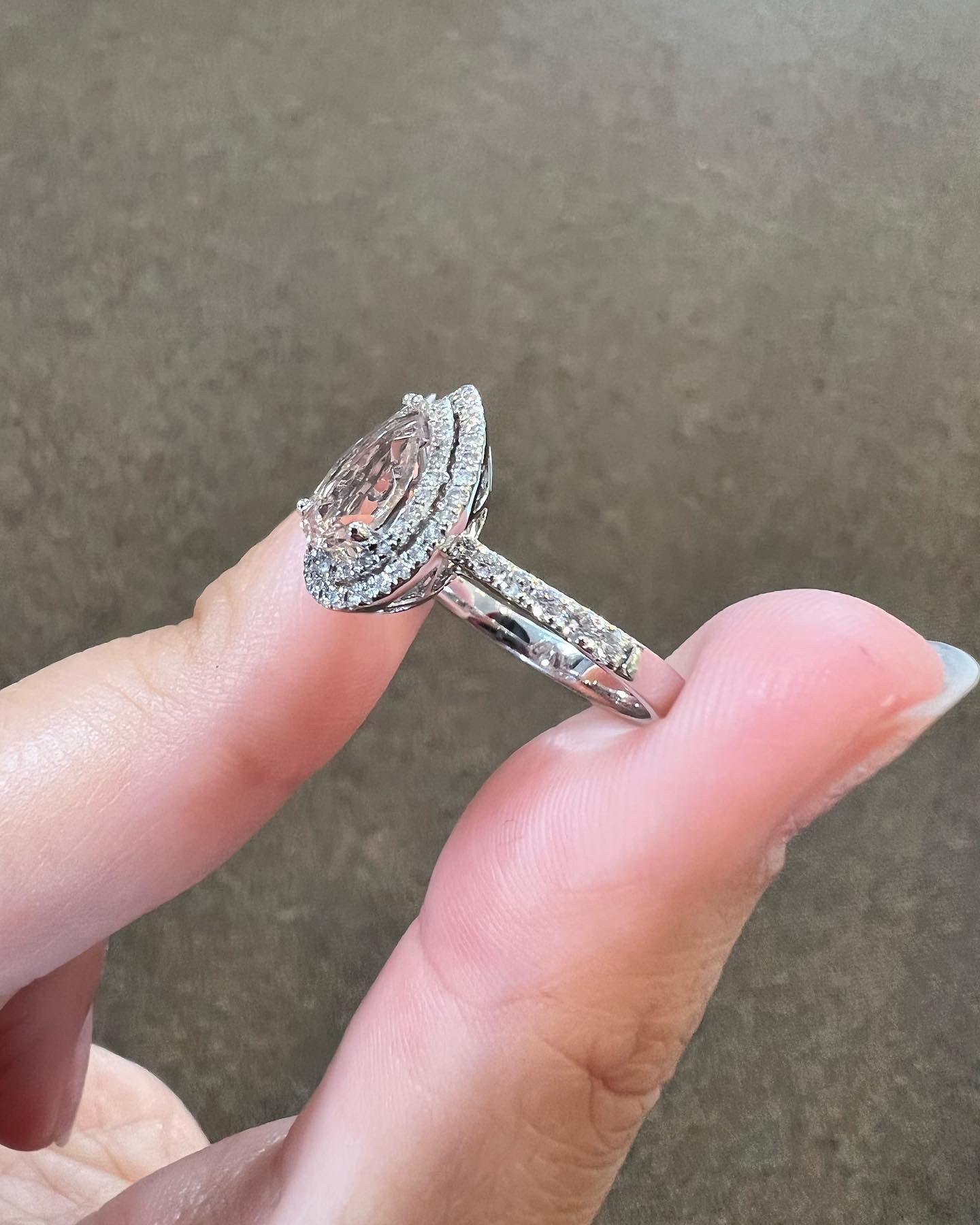 14k White Gold Genuine 1.07 Cttw Morganite & .37 Cttw Diamond Double Halo Ring - Image 17