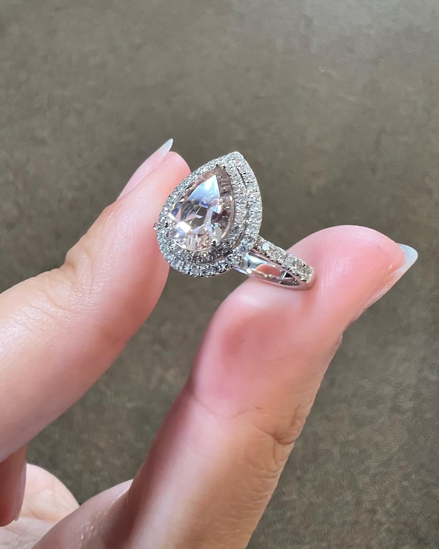 14k White Gold Genuine 1.07 Cttw Morganite & .37 Cttw Diamond Double Halo Ring - Image 16