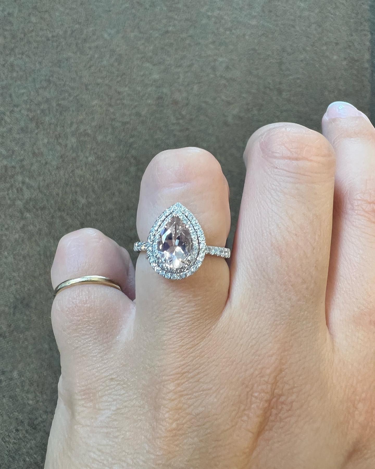 14k White Gold Genuine 1.07 Cttw Morganite & .37 Cttw Diamond Double Halo Ring - Image 19