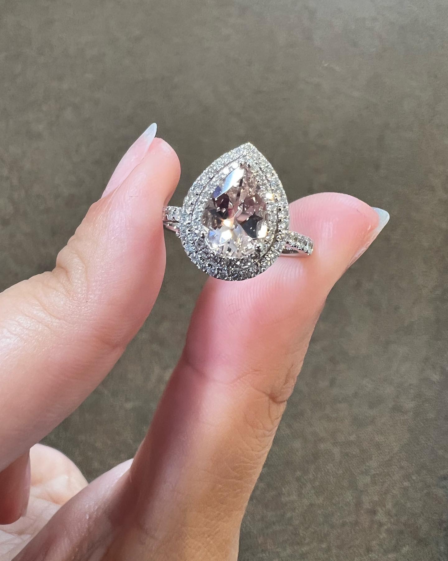 14k White Gold Genuine 1.07 Cttw Morganite & .37 Cttw Diamond Double Halo Ring - Image 18