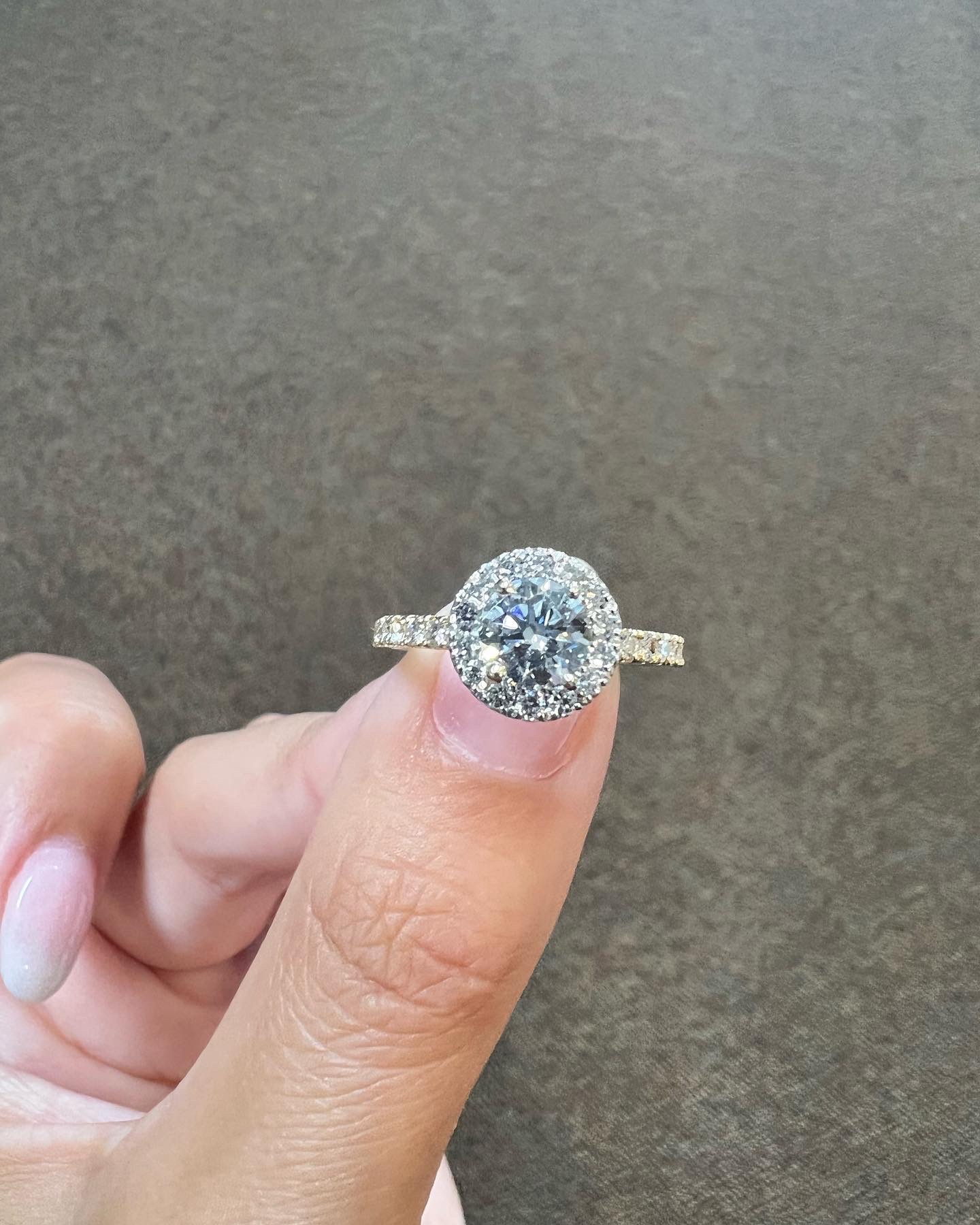 Custom Made 18k Yellow Gold & Platinum Genuine GIA Certified .80 Carat Round Brilliant Cut Diamond Halo Ring - Image 24