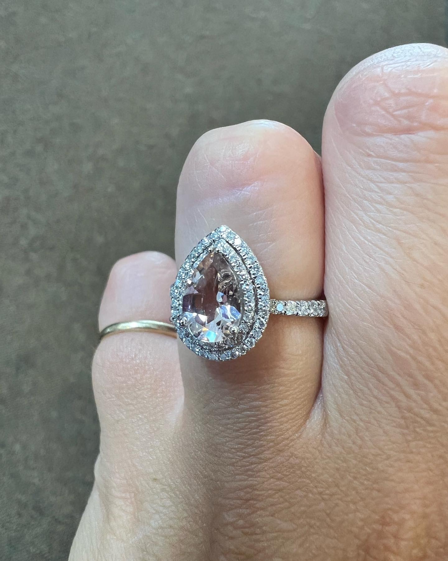 14k White Gold Genuine 1.07 Cttw Morganite & .37 Cttw Diamond Double Halo Ring - Image 21