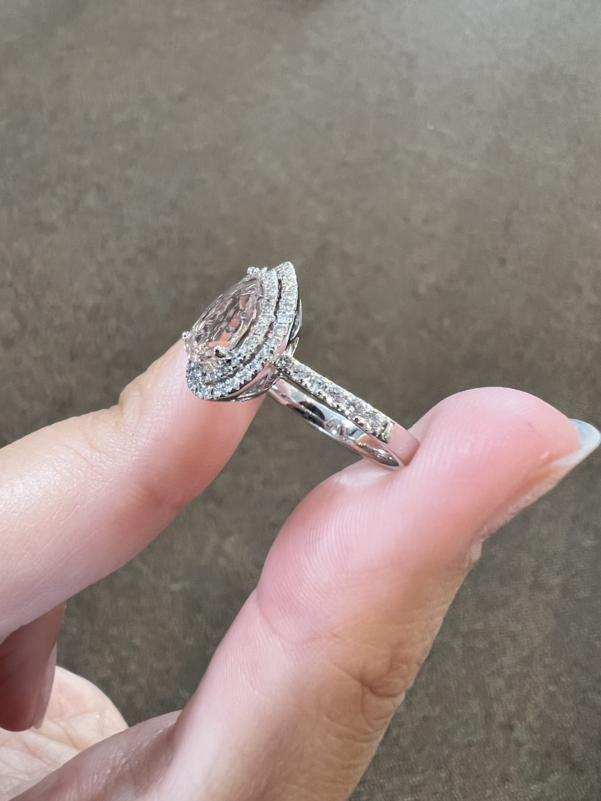 14k White Gold Genuine 1.07 Cttw Morganite & .37 Cttw Diamond Double Halo Ring - Image 4