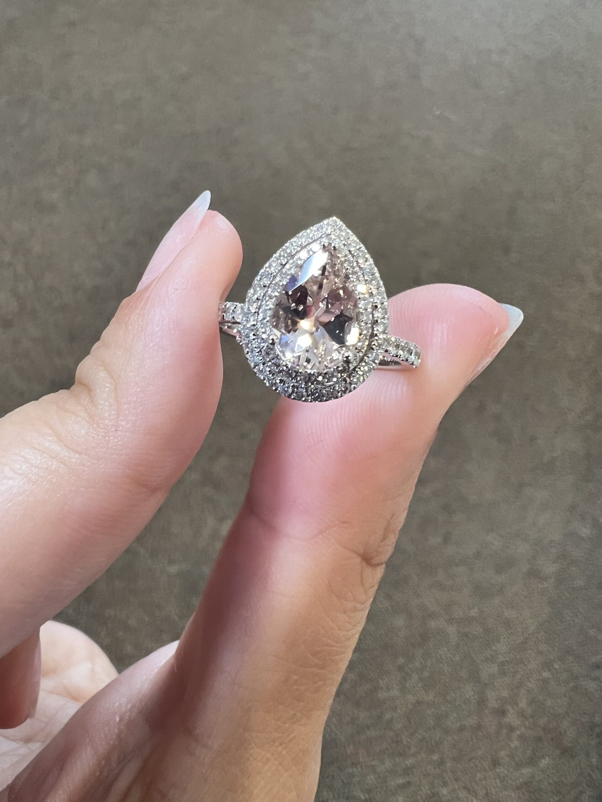 14k White Gold Genuine 1.07 Cttw Morganite & .37 Cttw Diamond Double Halo Ring - Image 5