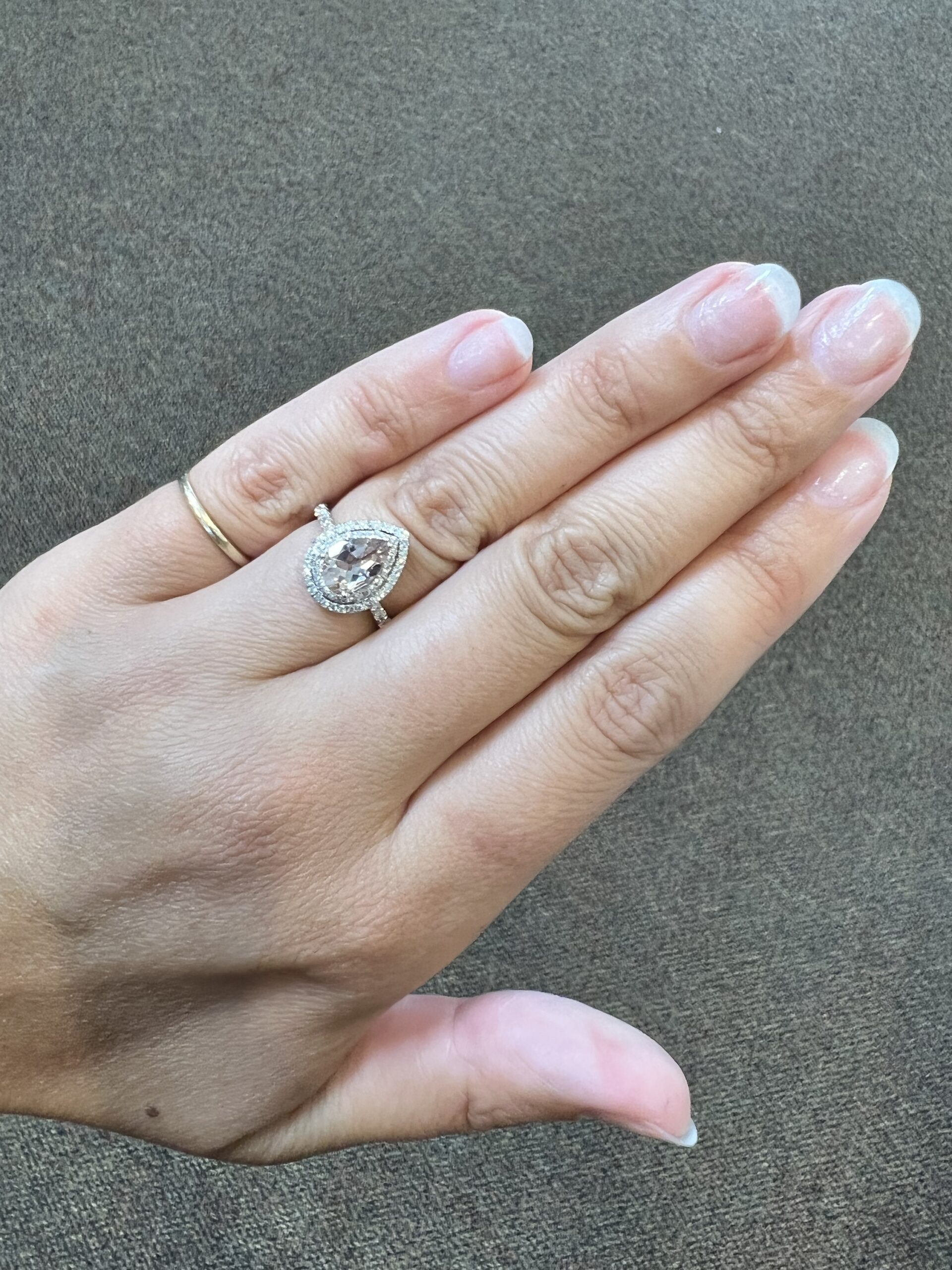 14k White Gold Genuine 1.07 Cttw Morganite & .37 Cttw Diamond Double Halo Ring - Image 6