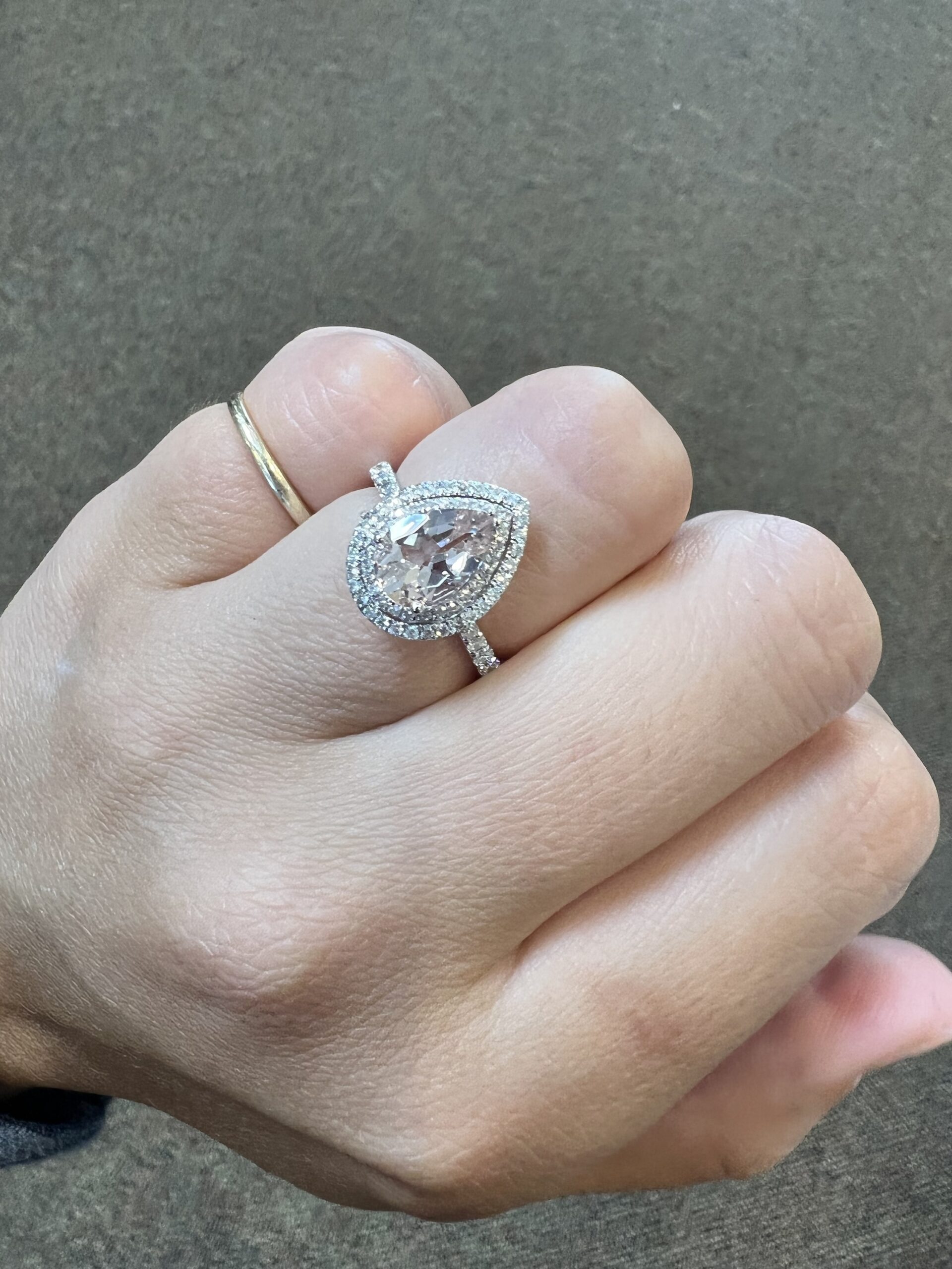 14k White Gold Genuine 1.07 Cttw Morganite & .37 Cttw Diamond Double Halo Ring - Image 7