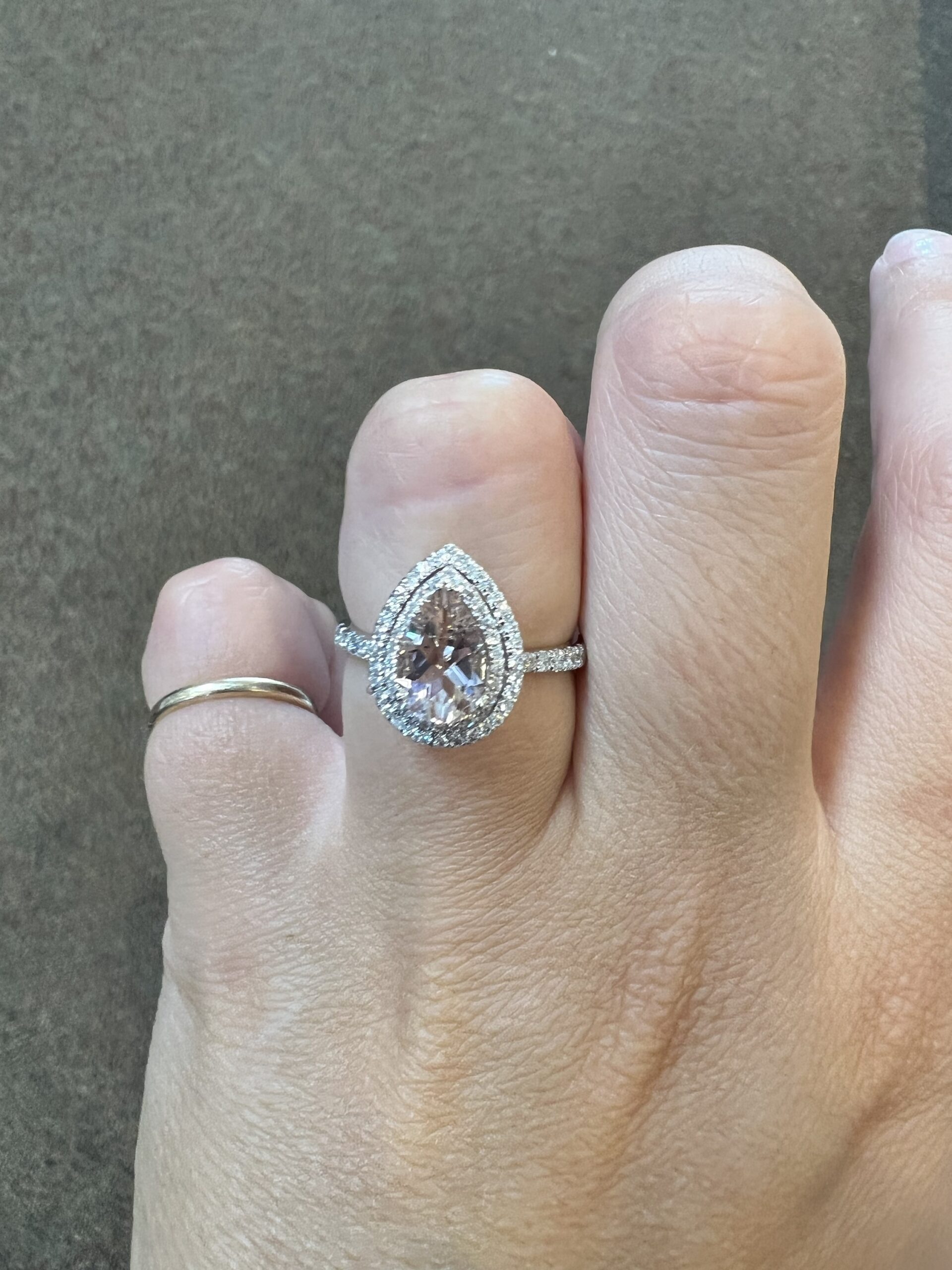 14k White Gold Genuine 1.07 Cttw Morganite & .37 Cttw Diamond Double Halo Ring - Image 9