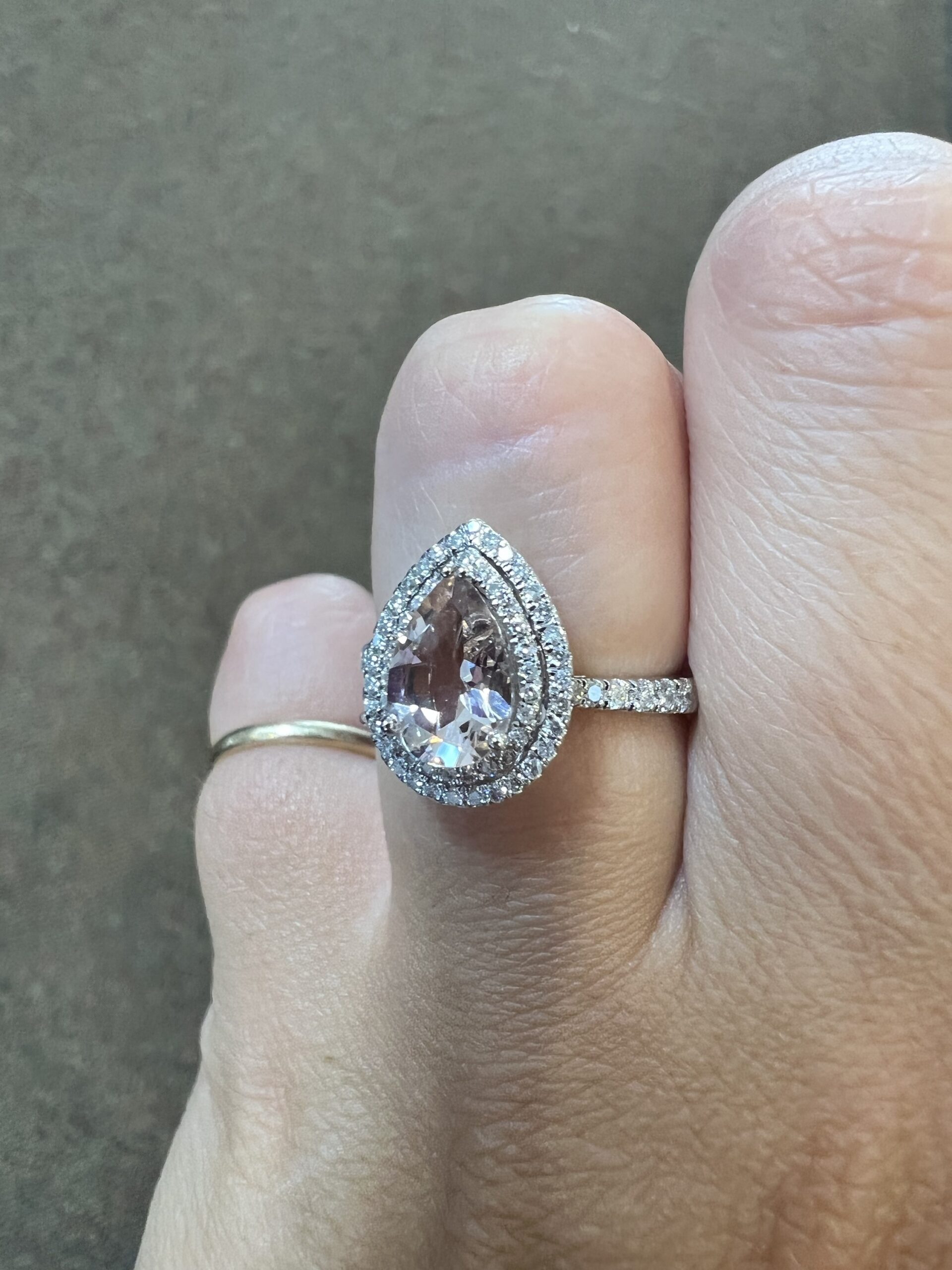 14k White Gold Genuine 1.07 Cttw Morganite & .37 Cttw Diamond Double Halo Ring - Image 11