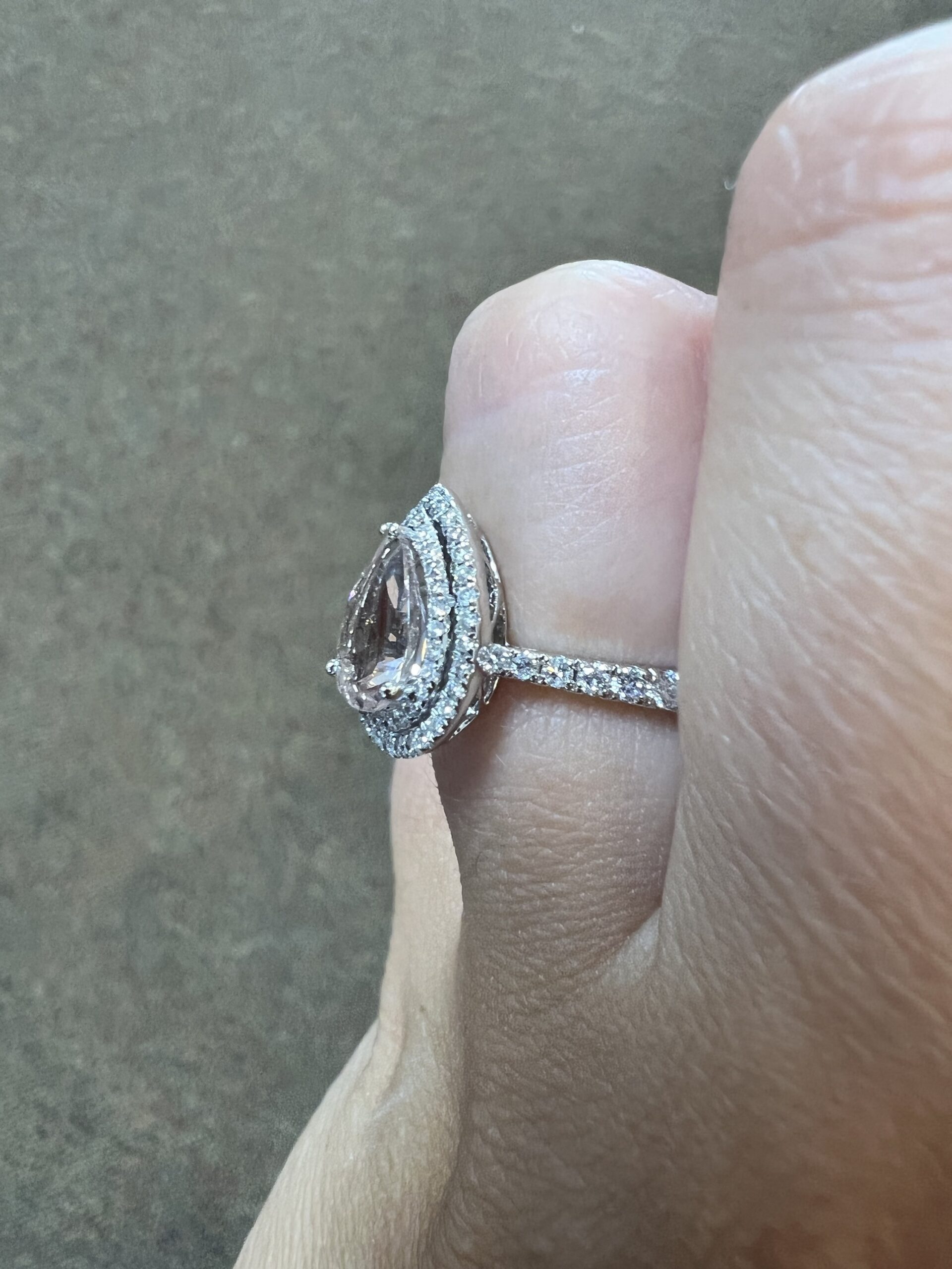 14k White Gold Genuine 1.07 Cttw Morganite & .37 Cttw Diamond Double Halo Ring - Image 12