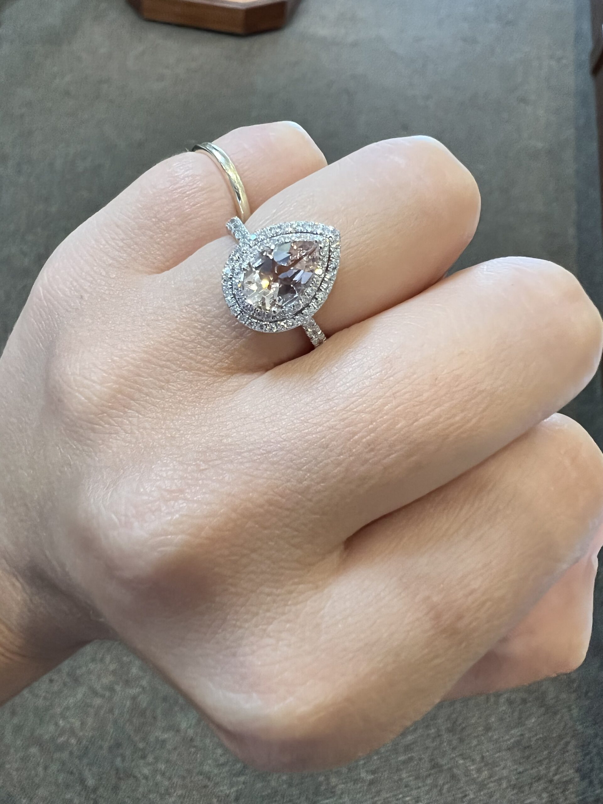 14k White Gold Genuine 1.07 Cttw Morganite & .37 Cttw Diamond Double Halo Ring - Image 24