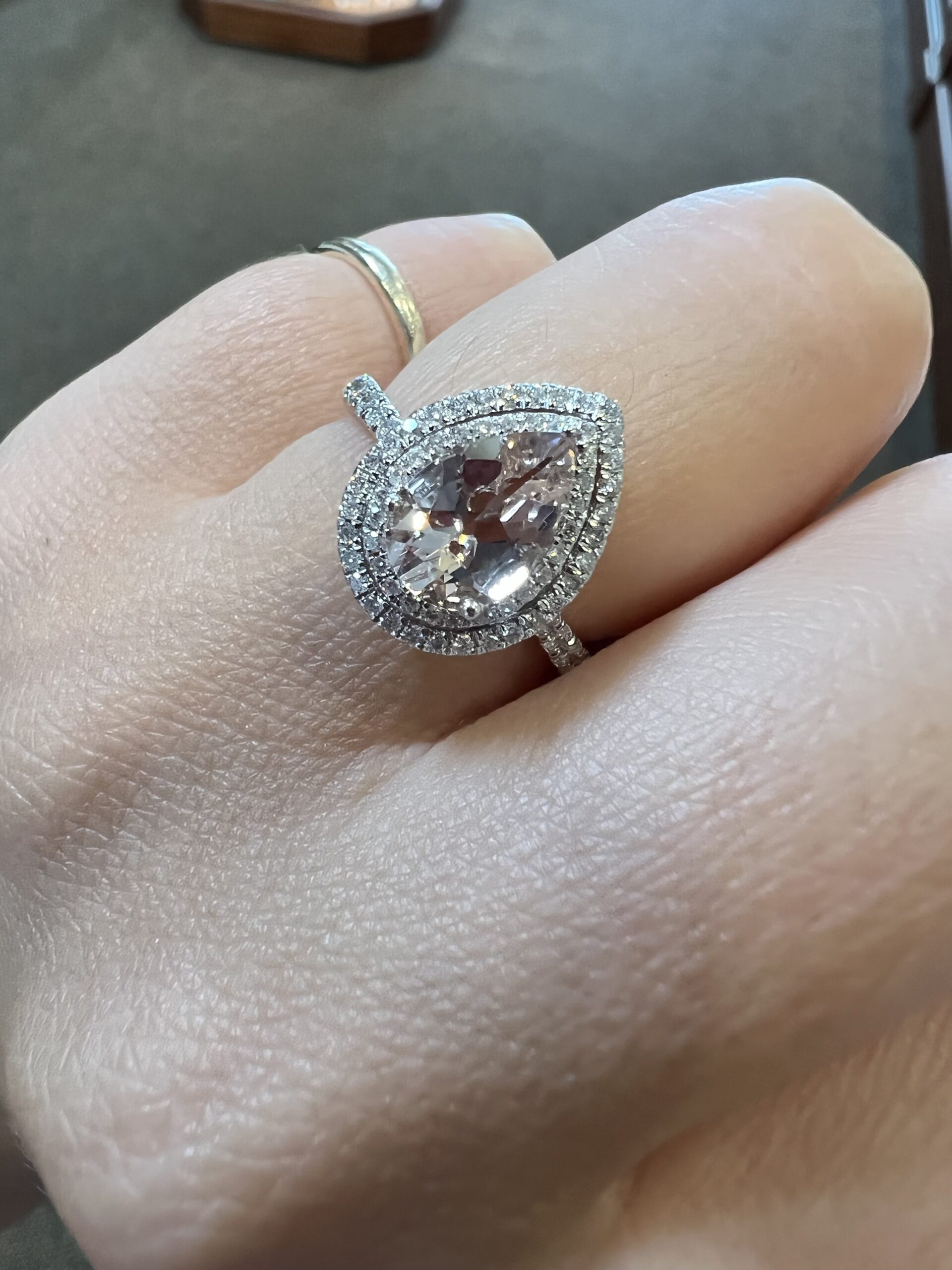 14k White Gold Genuine 1.07 Cttw Morganite & .37 Cttw Diamond Double Halo Ring - Image 26