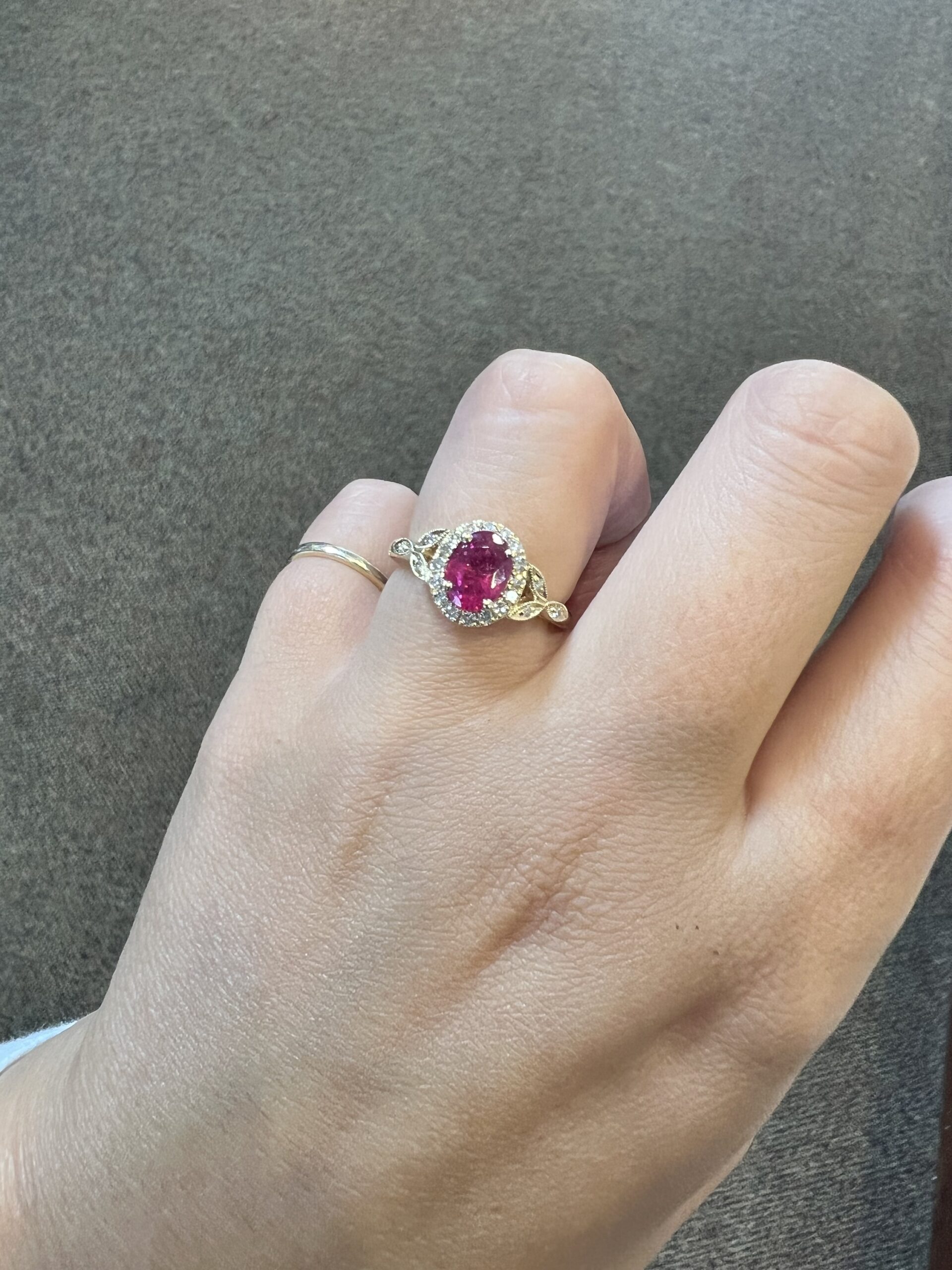 14k yellow gold genuine 1.61 carat Ruby & .25 Cttw genuine Round Brilliant Cut diamond halo ring - Image 7