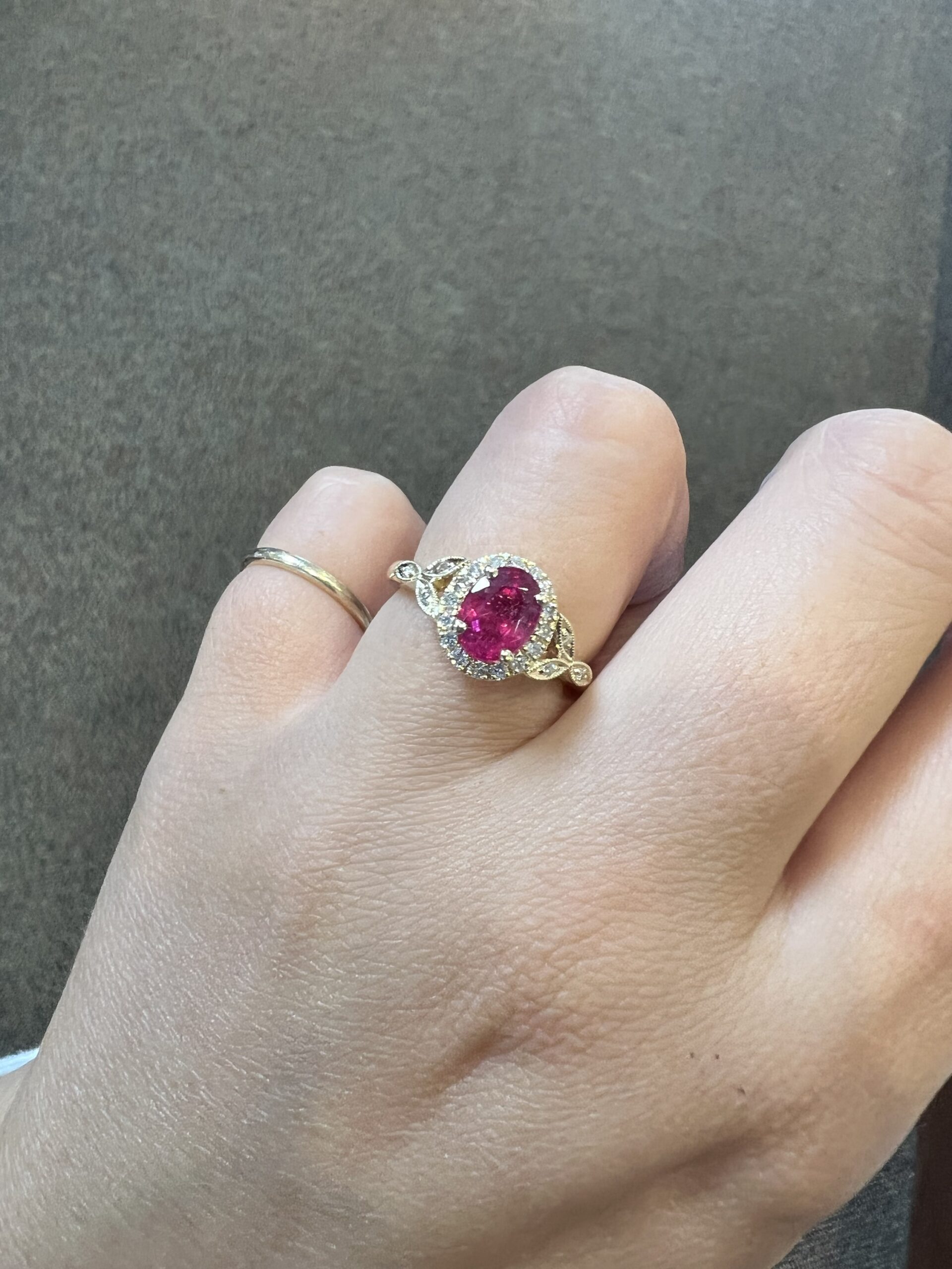 14k yellow gold genuine 1.61 carat Ruby & .25 Cttw genuine Round Brilliant Cut diamond halo ring - Image 8