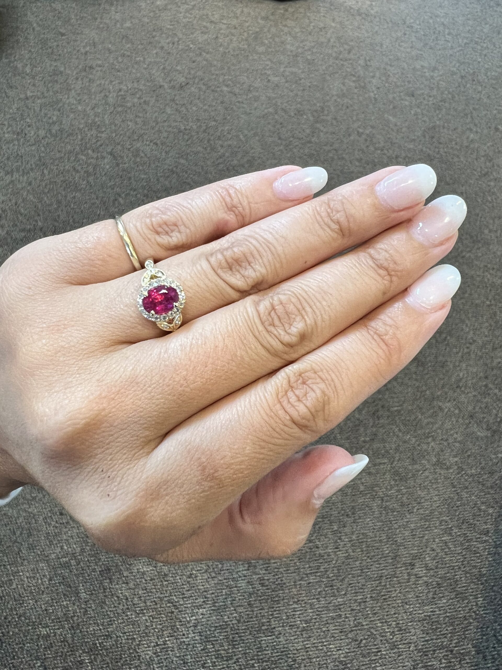 14k yellow gold genuine 1.61 carat Ruby & .25 Cttw genuine Round Brilliant Cut diamond halo ring - Image 12