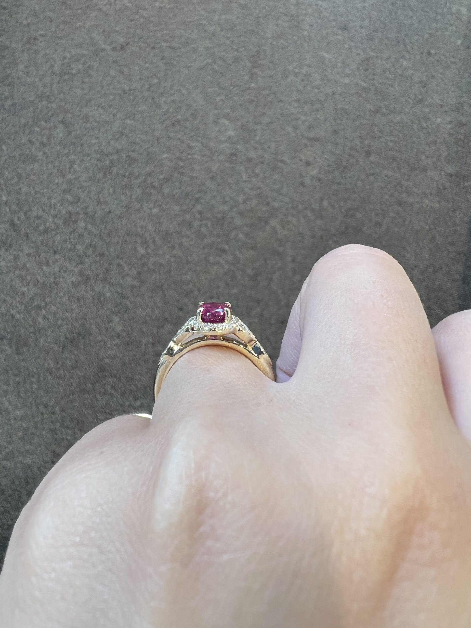 14k yellow gold genuine 1.61 carat Ruby & .25 Cttw genuine Round Brilliant Cut diamond halo ring - Image 20