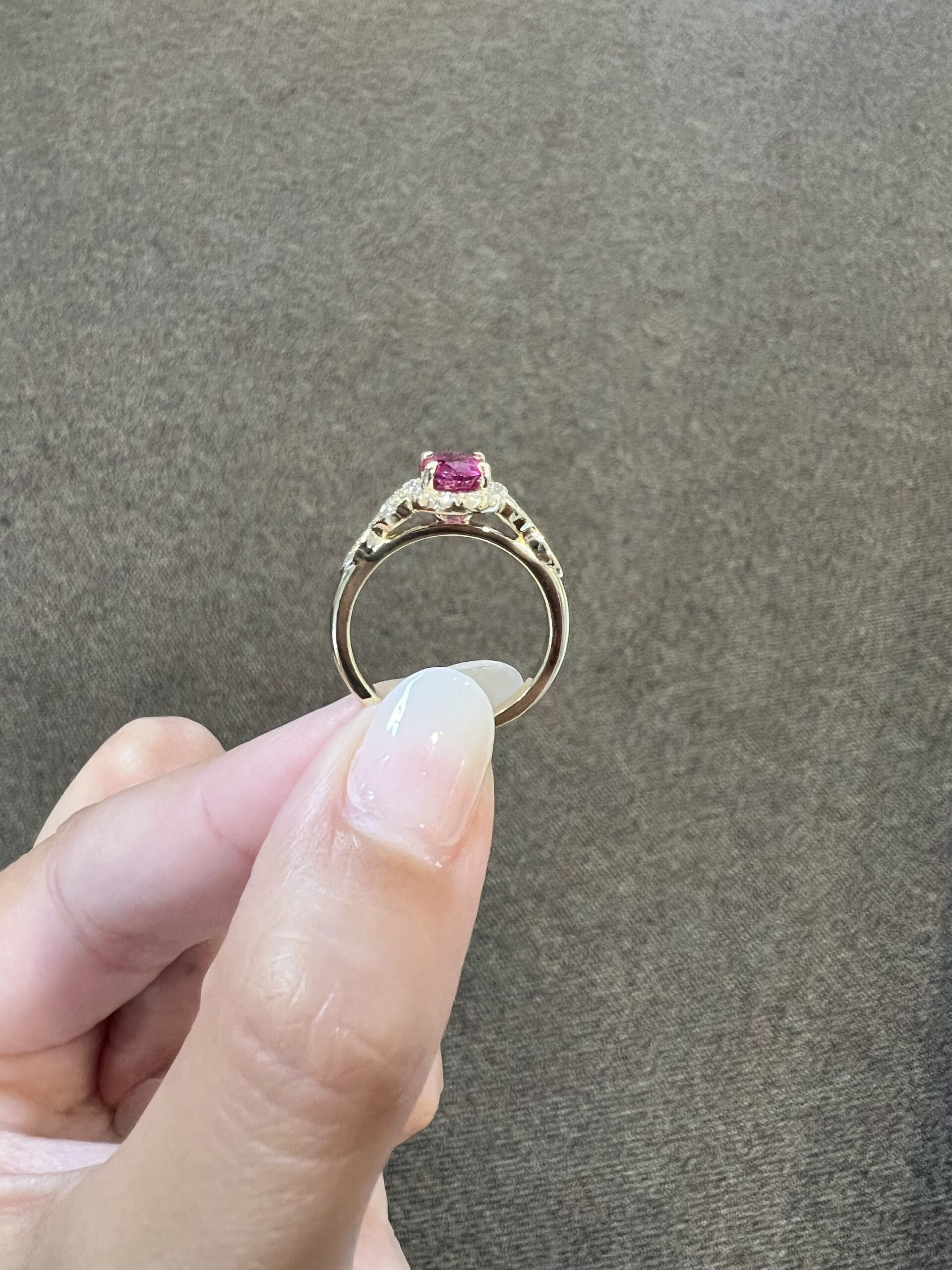 14k yellow gold genuine 1.61 carat Ruby & .25 Cttw genuine Round Brilliant Cut diamond halo ring - Image 19