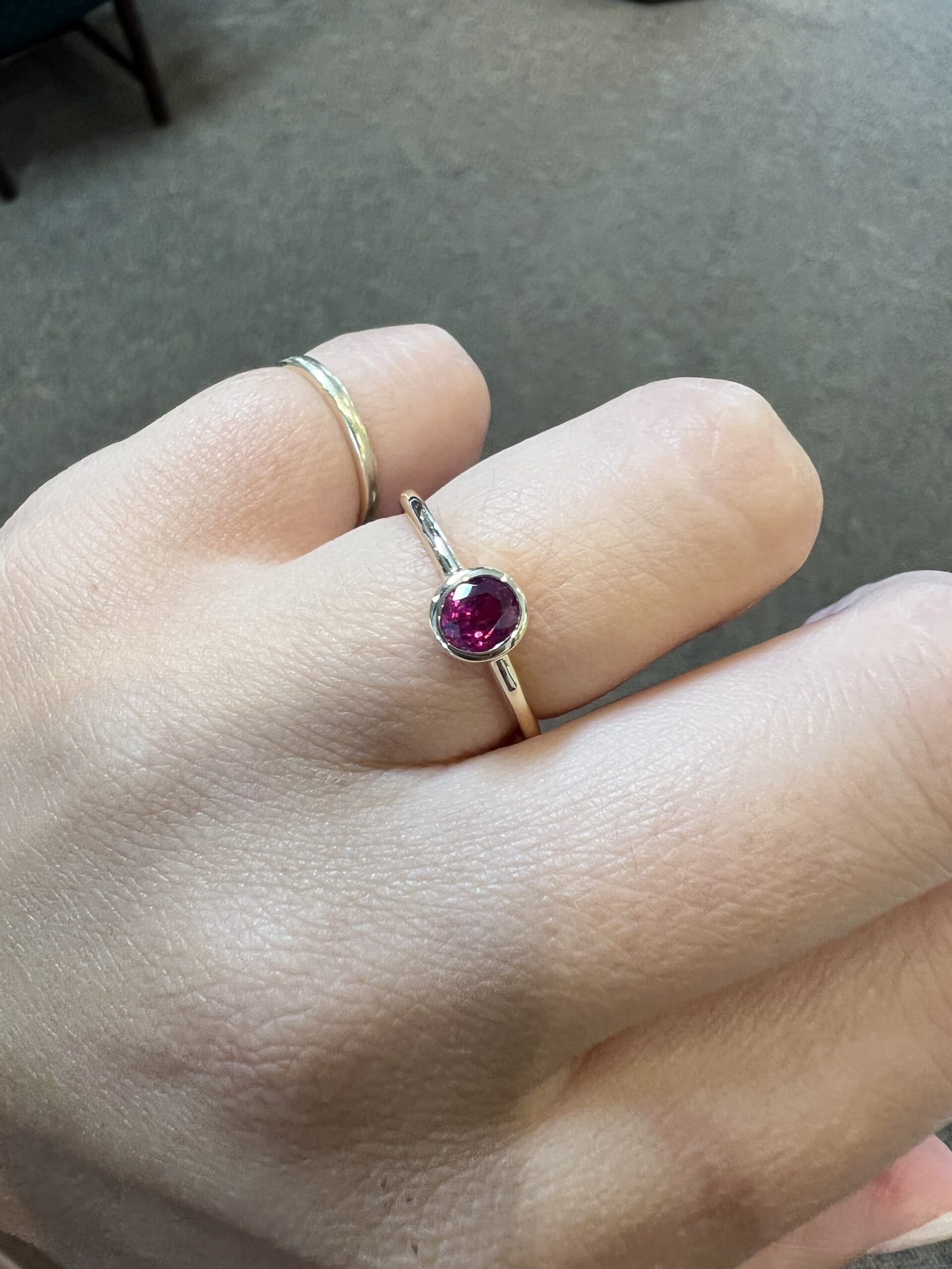 14k Yellow Gold Genuine Ruby Bezel Set Ring - Image 14