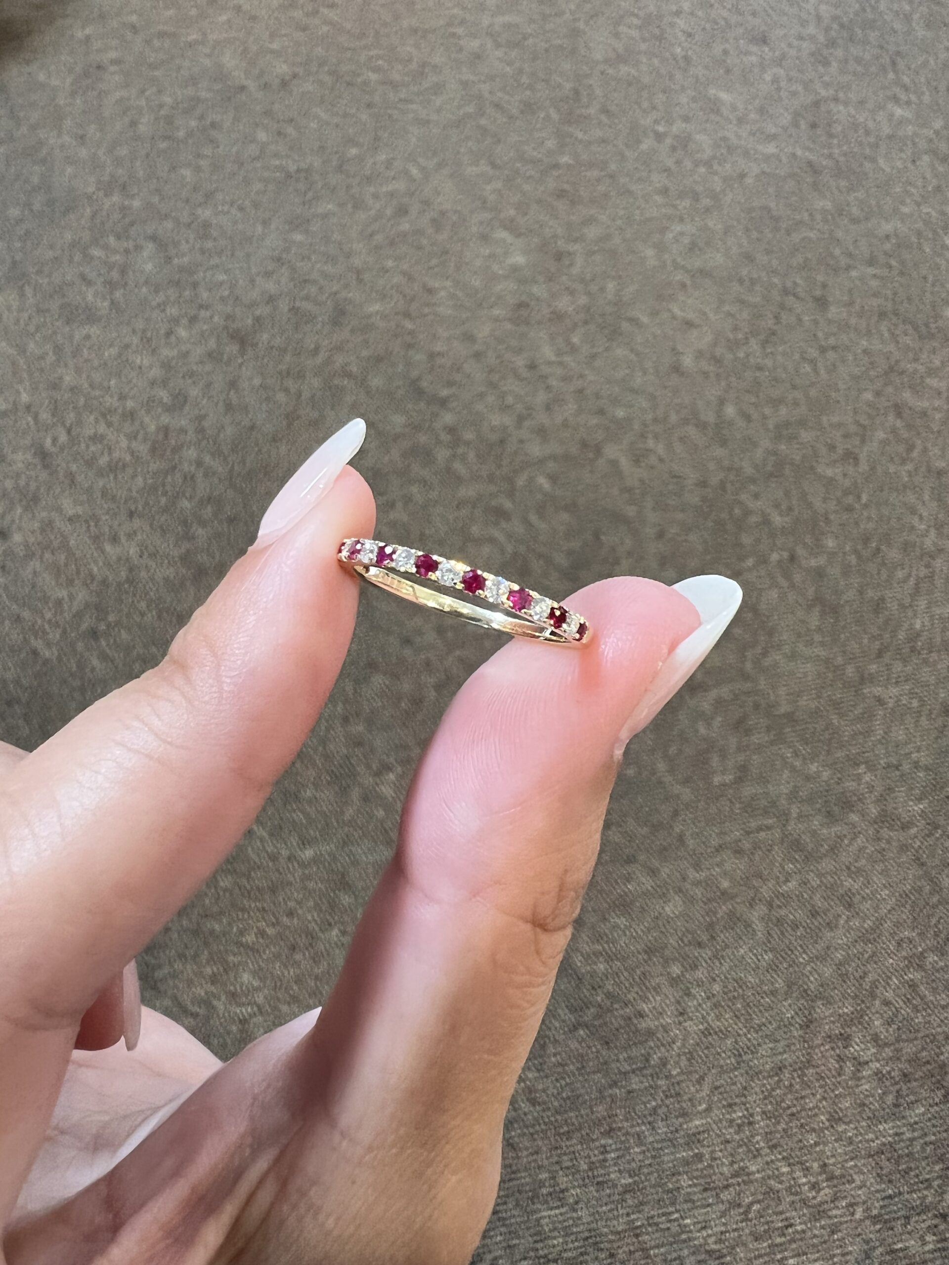 14k Yellow Gold Genuine .28 Cttw Ruby & .18 Cttw Diamond Band