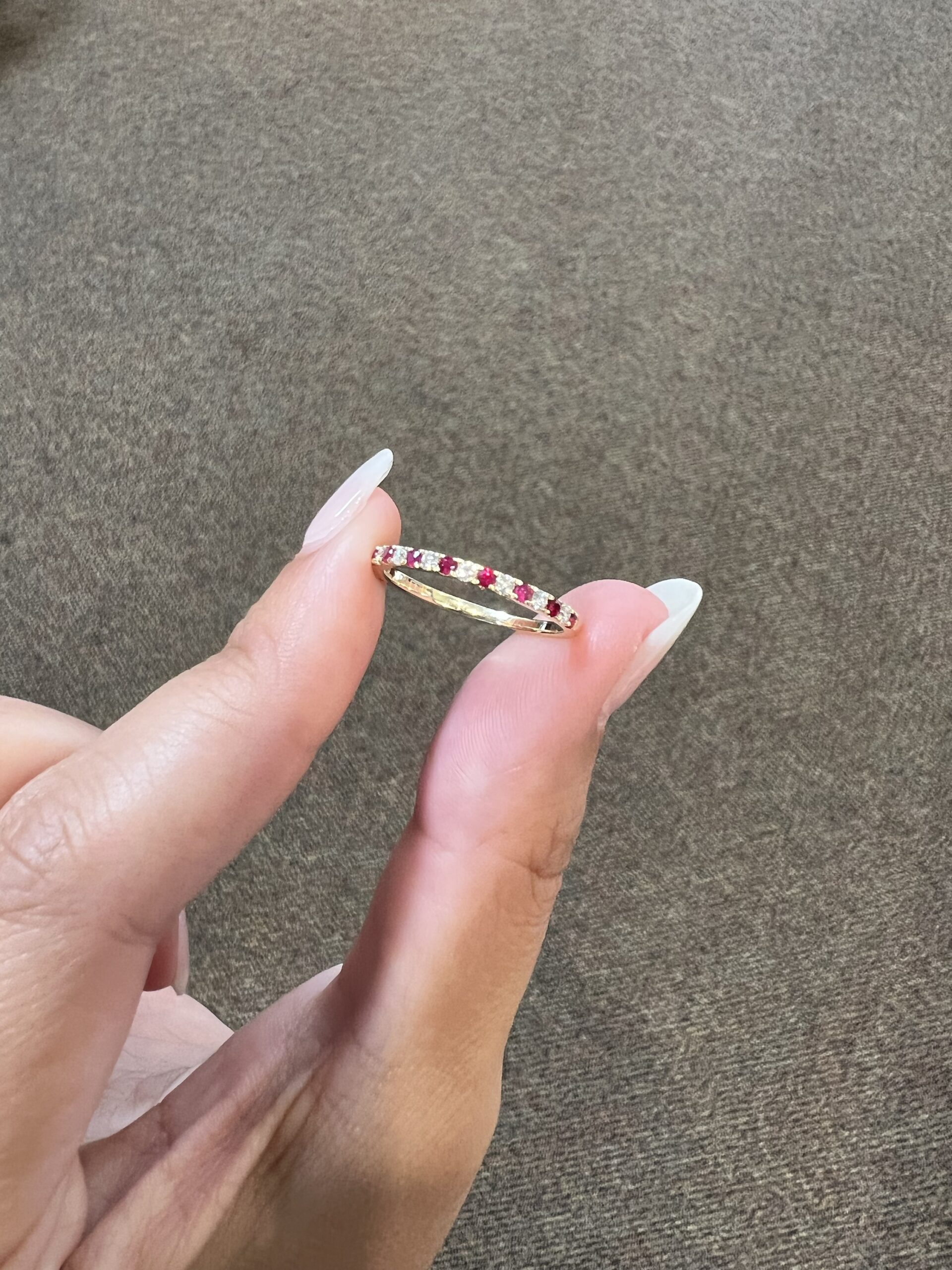 14k Yellow Gold Genuine .28 Cttw Ruby & .18 Cttw Diamond Band - Image 2