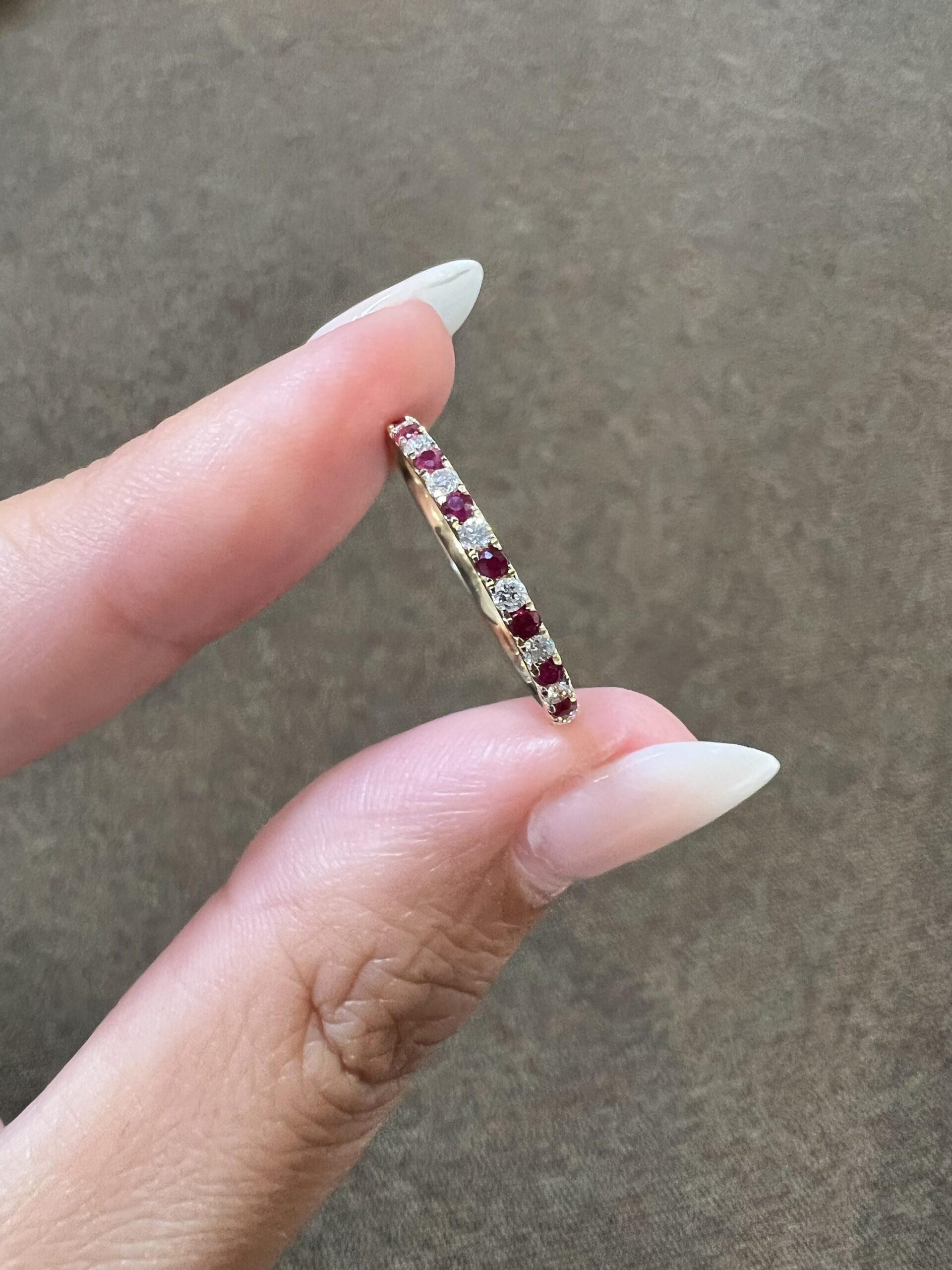 14k Yellow Gold Genuine .28 Cttw Ruby & .18 Cttw Diamond Band - Image 4