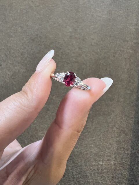 14k White Gold Genuine .64 Cttw Ruby & Diamond Ring