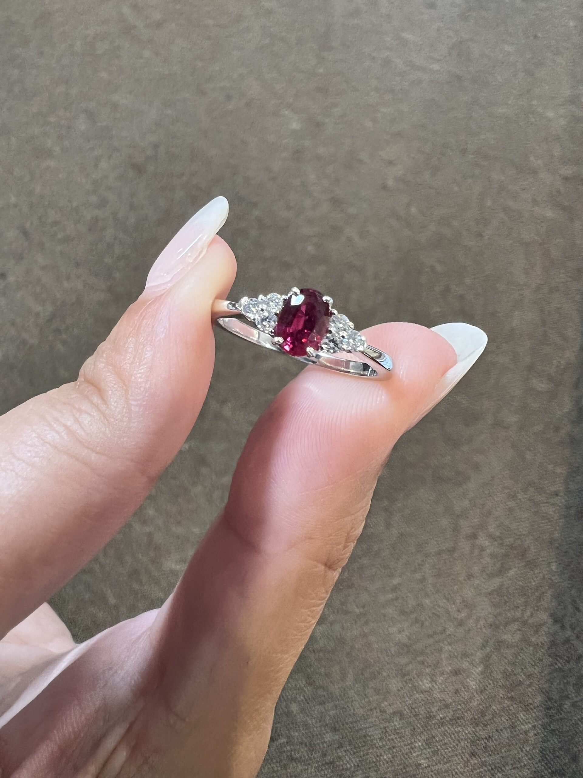 14k White Gold Genuine .64 Cttw Ruby & Diamond Ring - Image 2