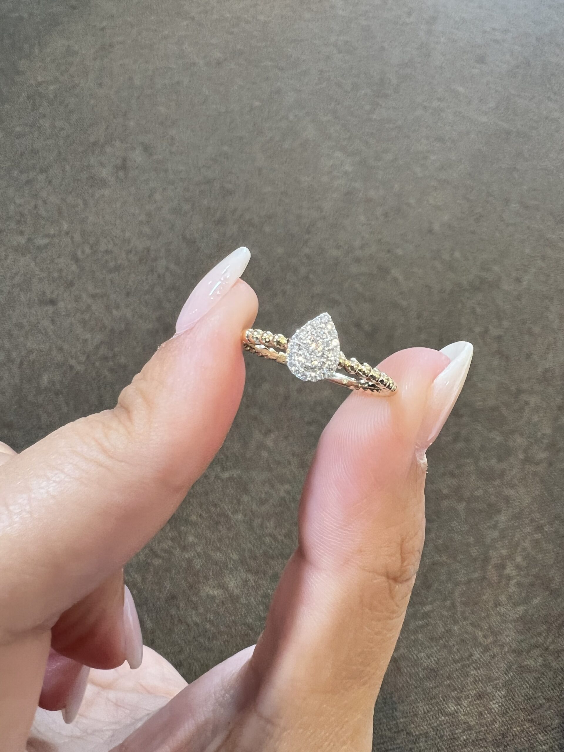 14k Yellow & White Gold Genuine .10 Cttw Diamond Pear Shaped Cluster Ring - Image 2