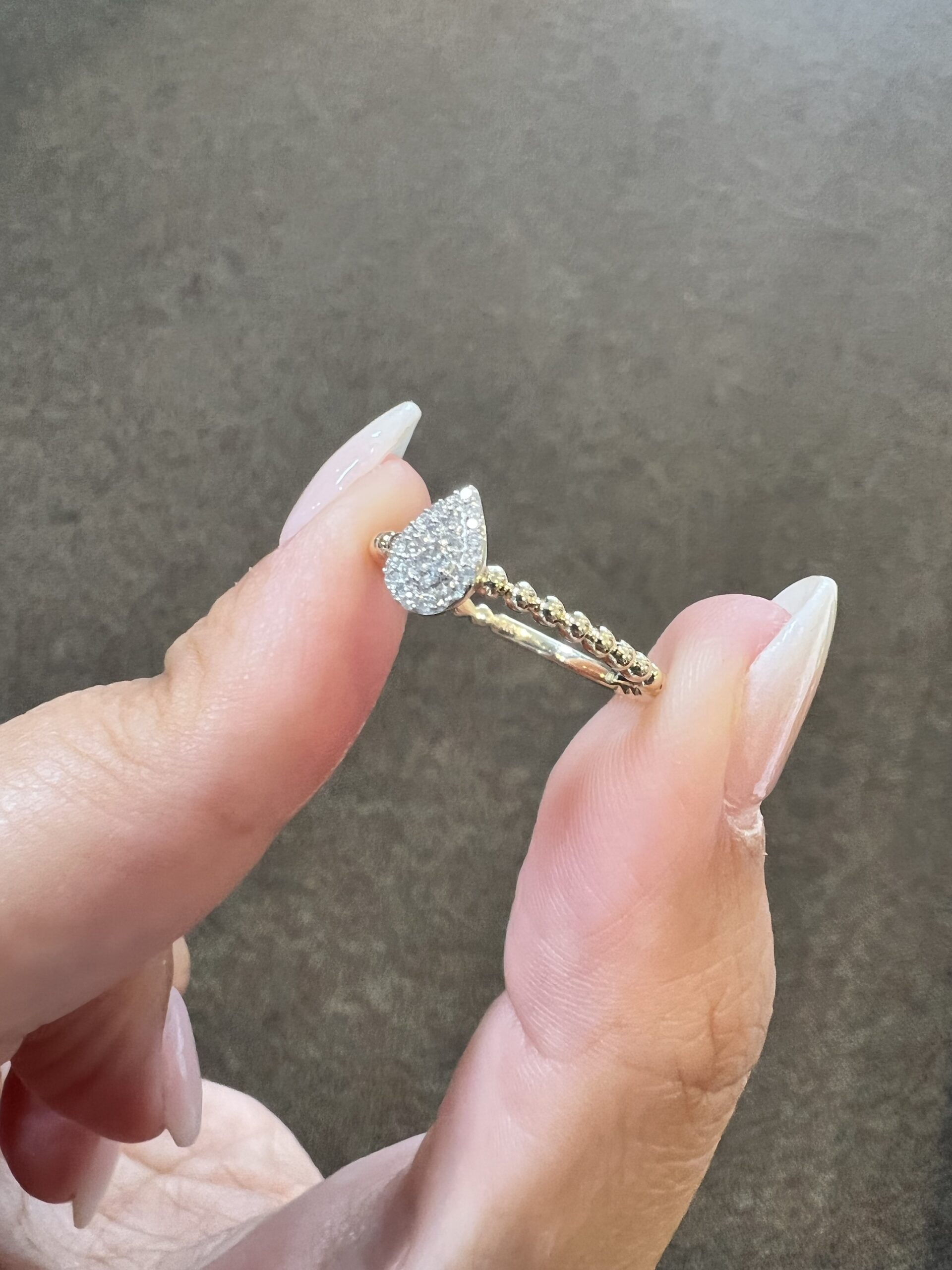 14k Yellow & White Gold Genuine .10 Cttw Diamond Pear Shaped Cluster Ring - Image 5