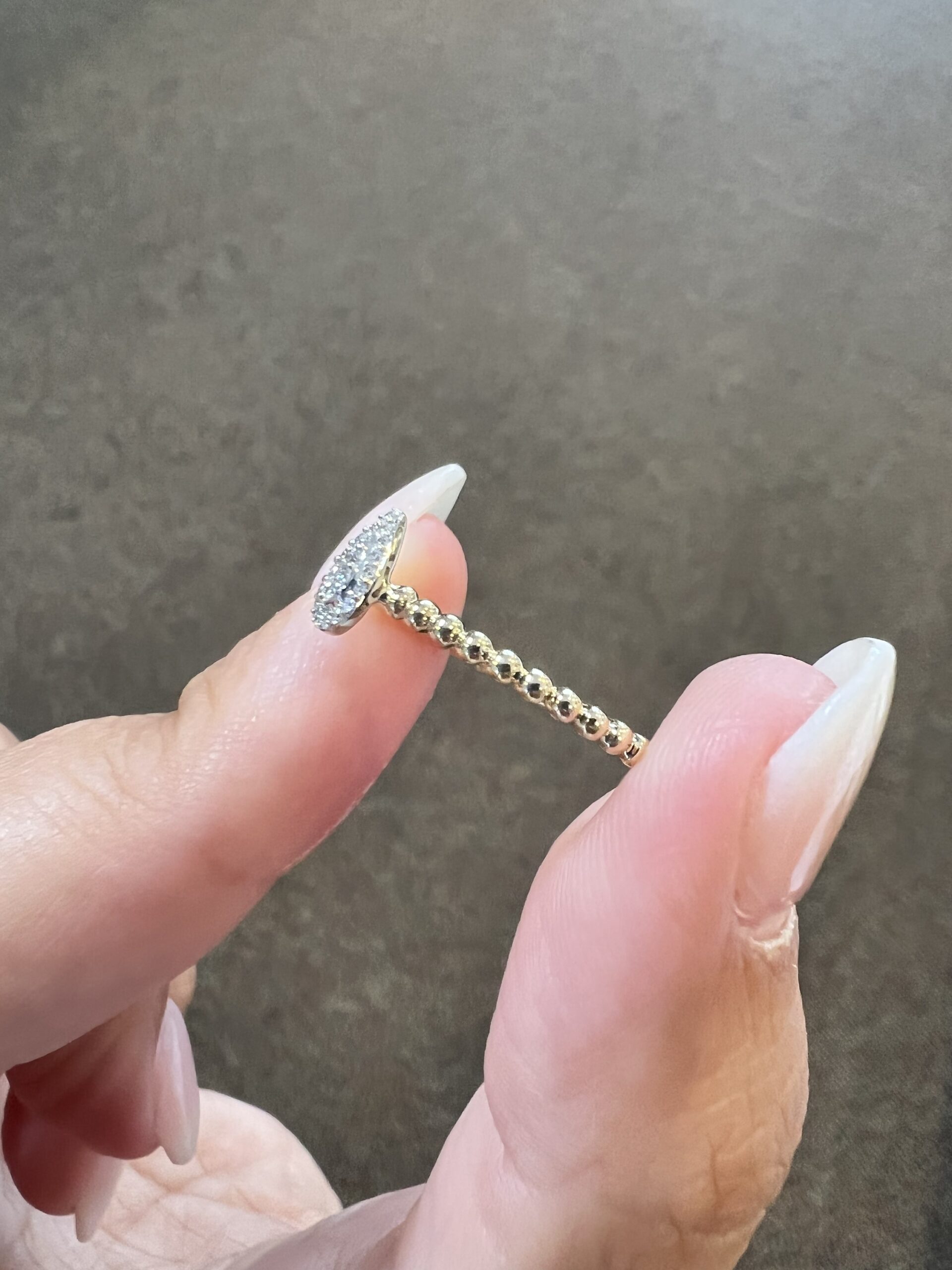 14k Yellow & White Gold Genuine .10 Cttw Diamond Pear Shaped Cluster Ring - Image 6