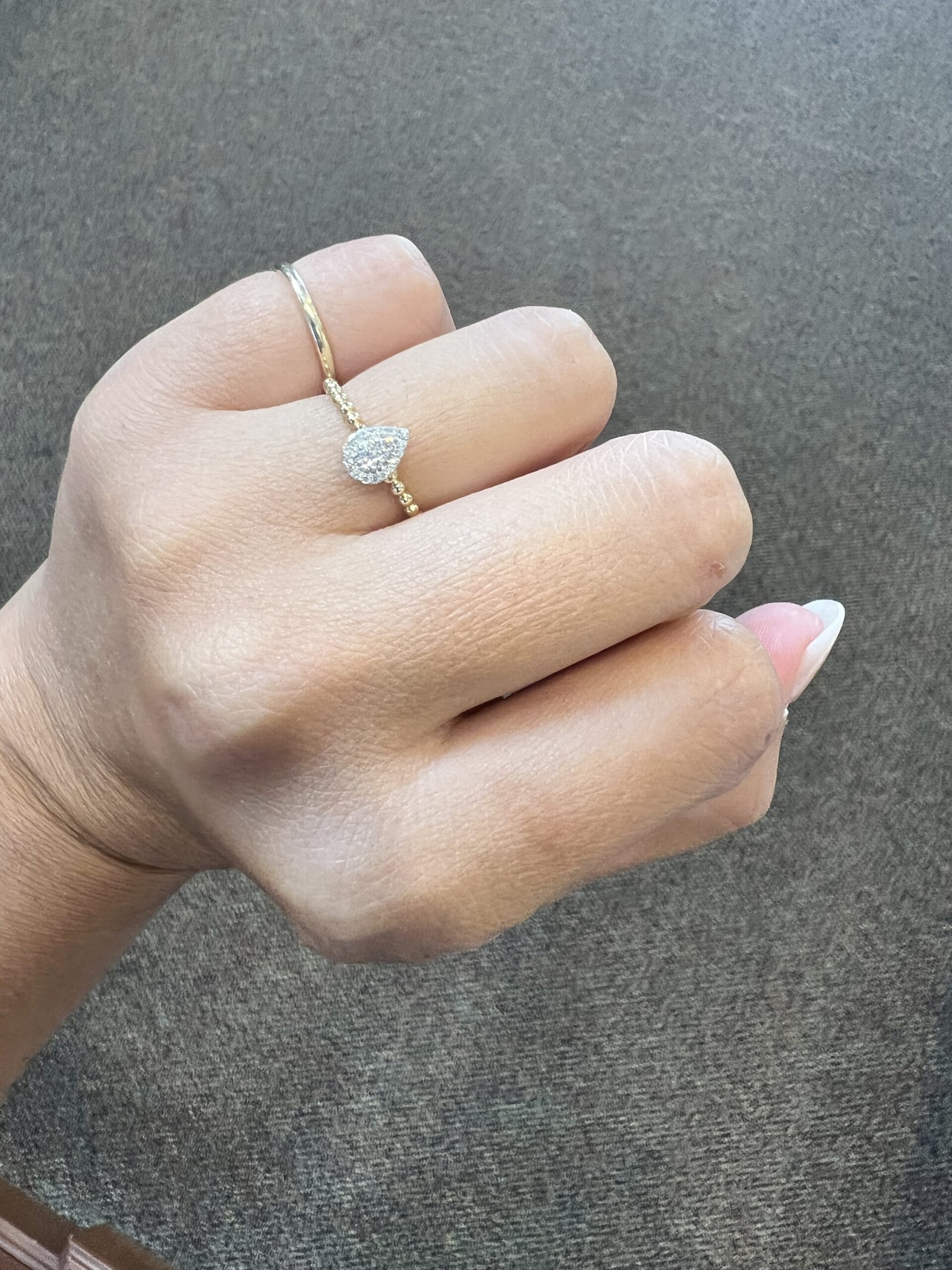 14k Yellow & White Gold Genuine .10 Cttw Diamond Pear Shaped Cluster Ring - Image 10