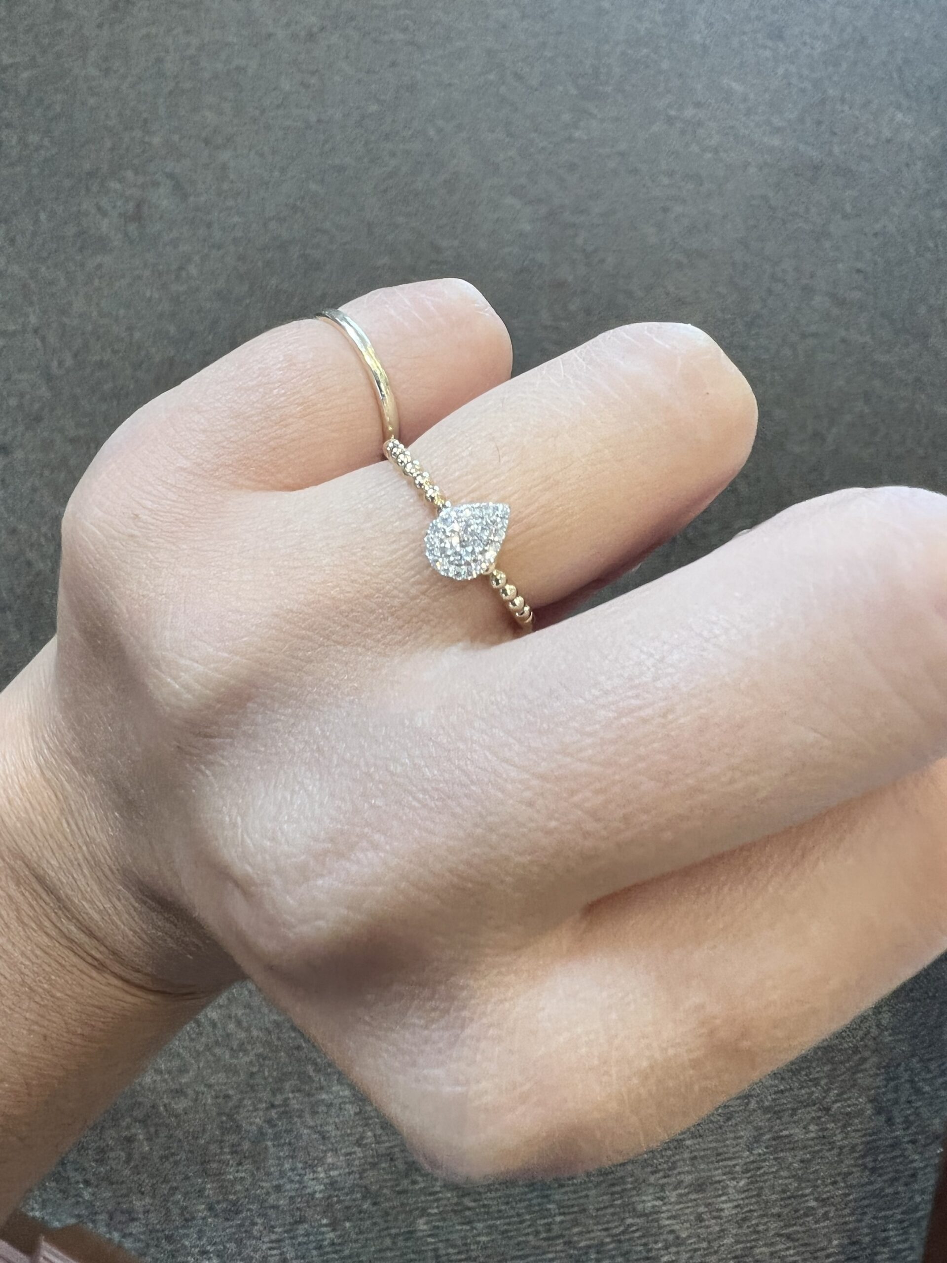 14k Yellow & White Gold Genuine .10 Cttw Diamond Pear Shaped Cluster Ring - Image 11