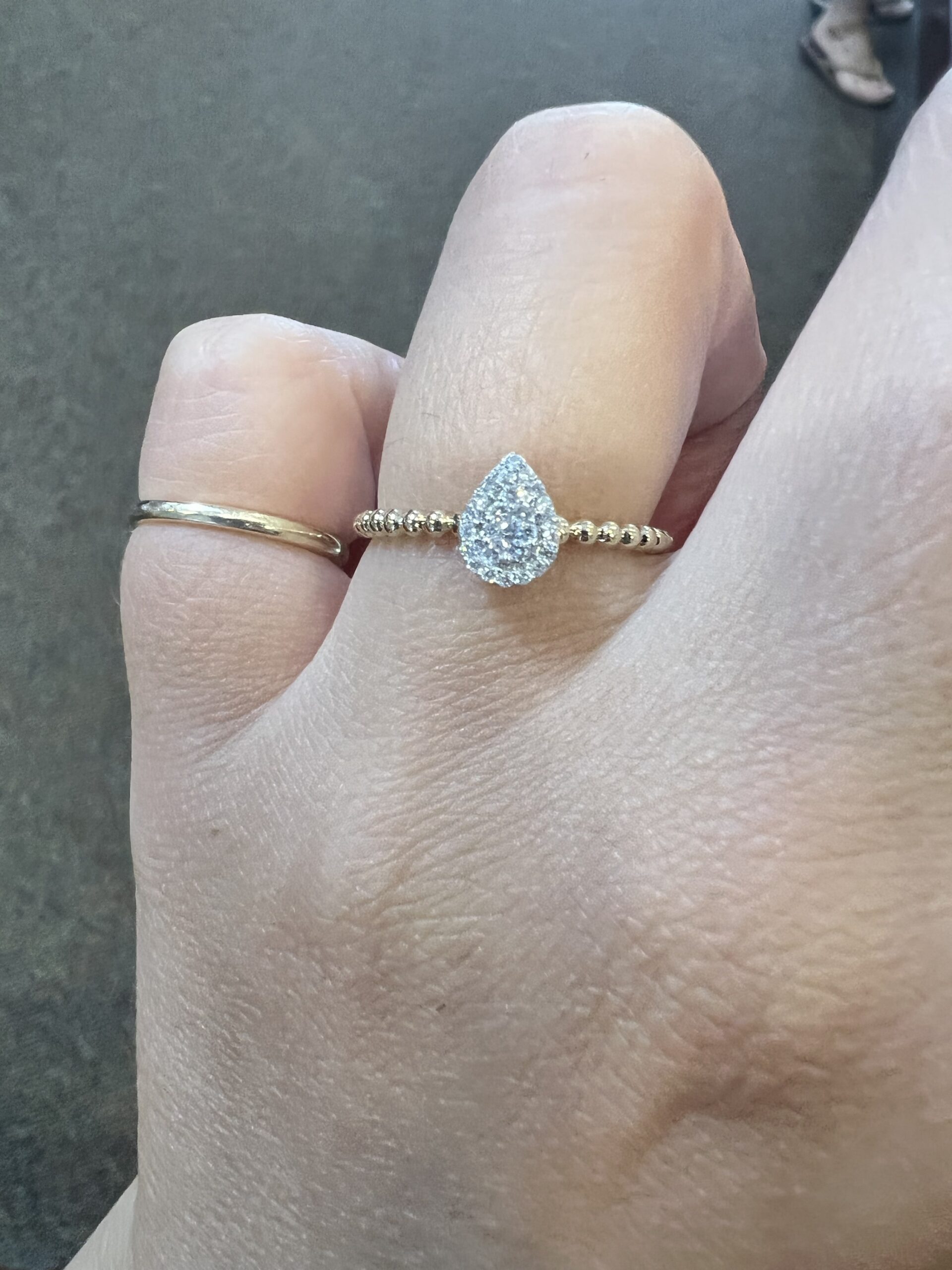 14k Yellow & White Gold Genuine .10 Cttw Diamond Pear Shaped Cluster Ring - Image 12