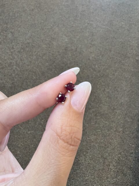 18k White Gold Genuine .83 Cttw Ruby Stud Earrings