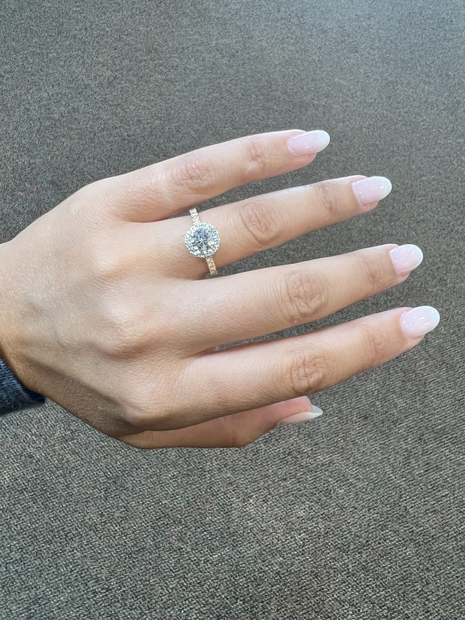 Custom Made 18k Yellow Gold & Platinum Genuine GIA Certified .80 Carat Round Brilliant Cut Diamond Halo Ring - Image 14