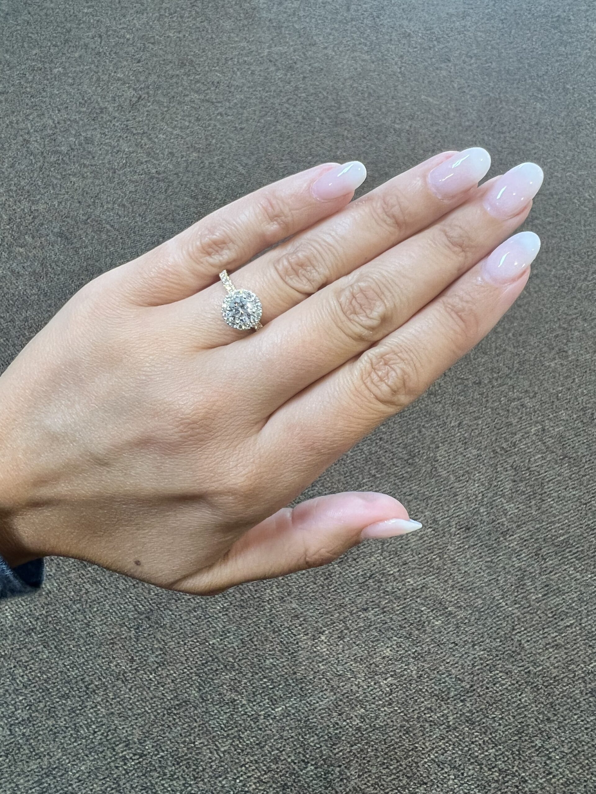 Custom Made 18k Yellow Gold & Platinum Genuine GIA Certified .80 Carat Round Brilliant Cut Diamond Halo Ring - Image 15