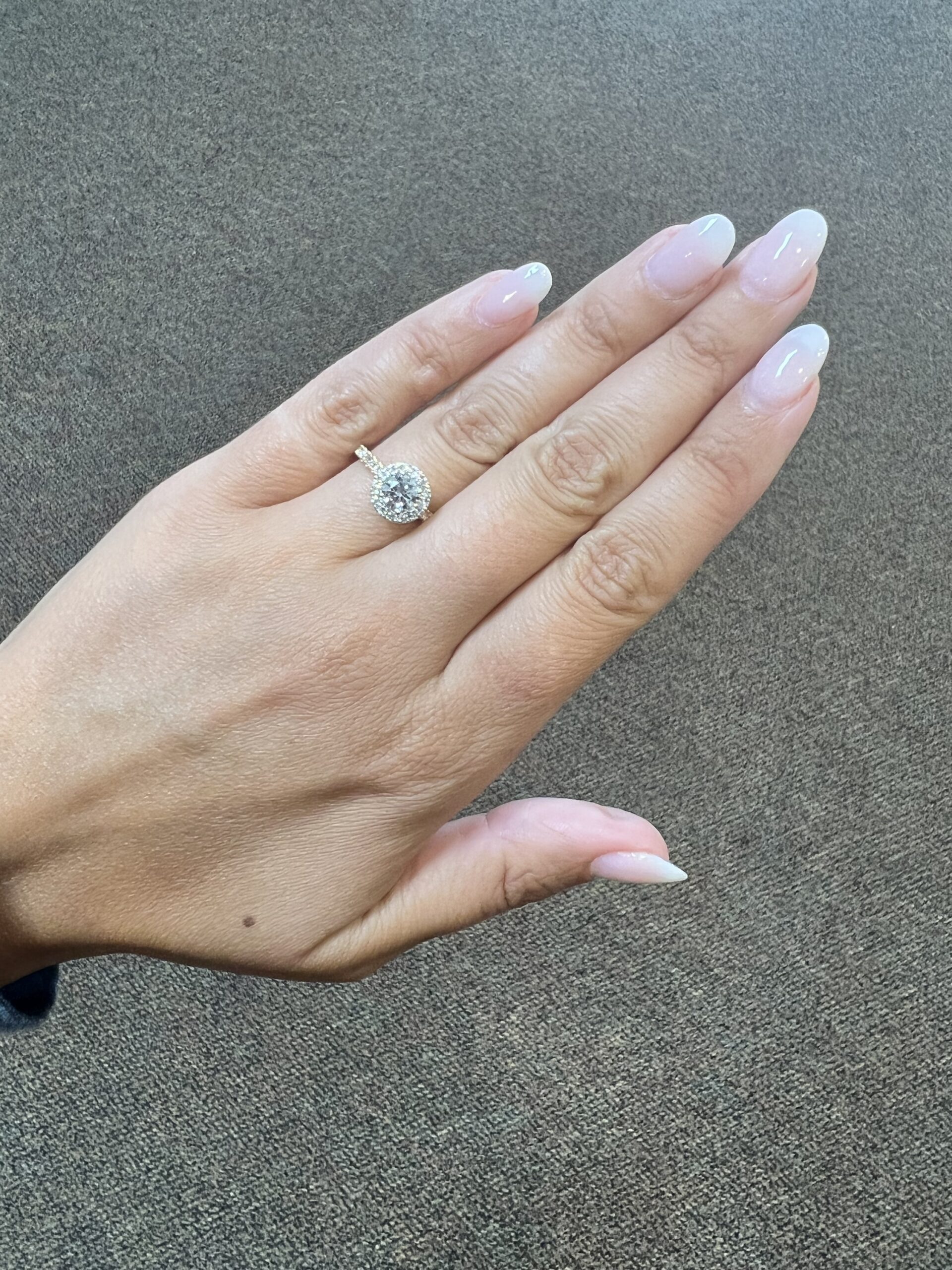 Custom Made 18k Yellow Gold & Platinum Genuine GIA Certified .80 Carat Round Brilliant Cut Diamond Halo Ring - Image 16