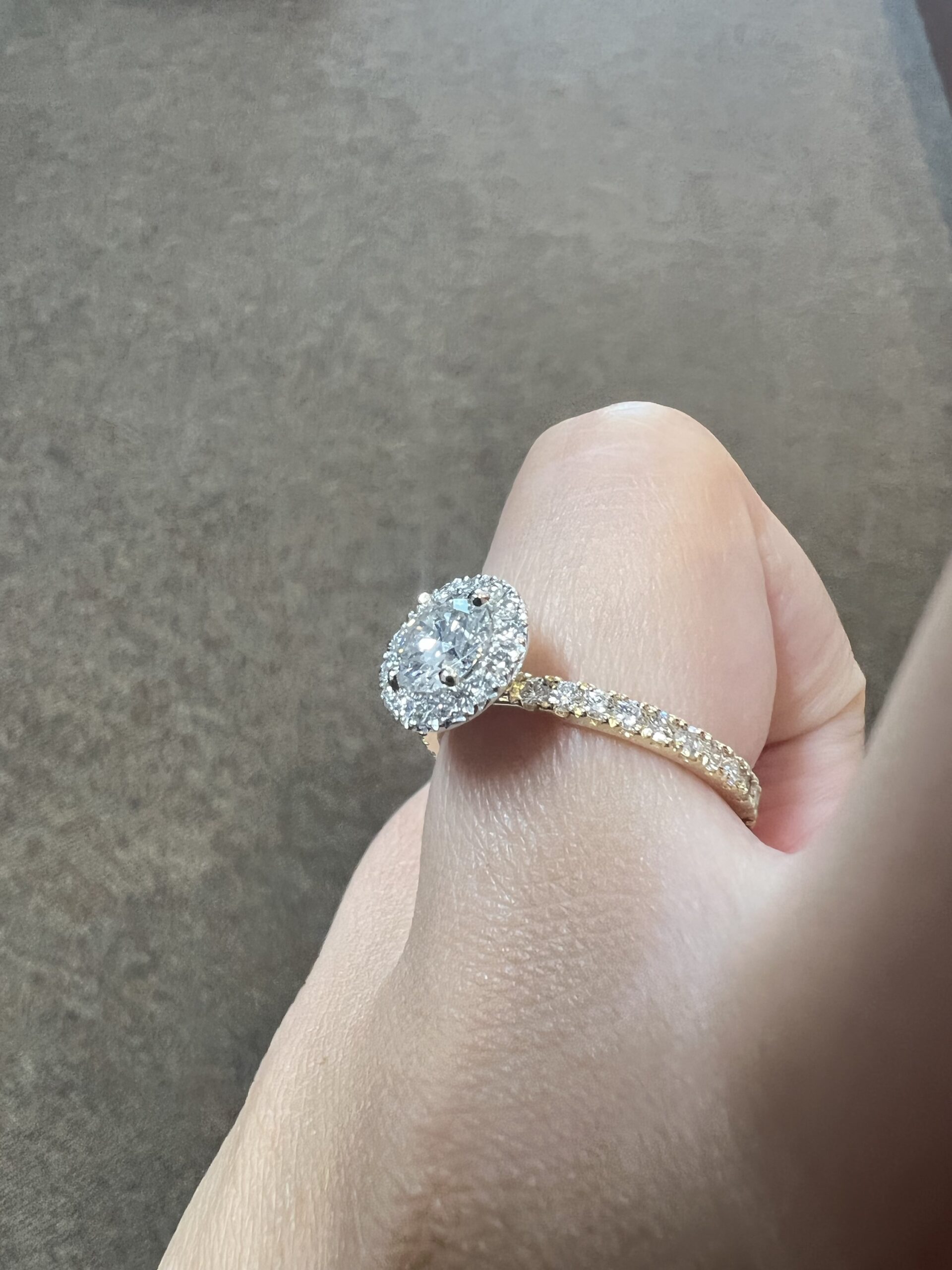 Custom Made 18k Yellow Gold & Platinum Genuine GIA Certified .80 Carat Round Brilliant Cut Diamond Halo Ring - Image 20