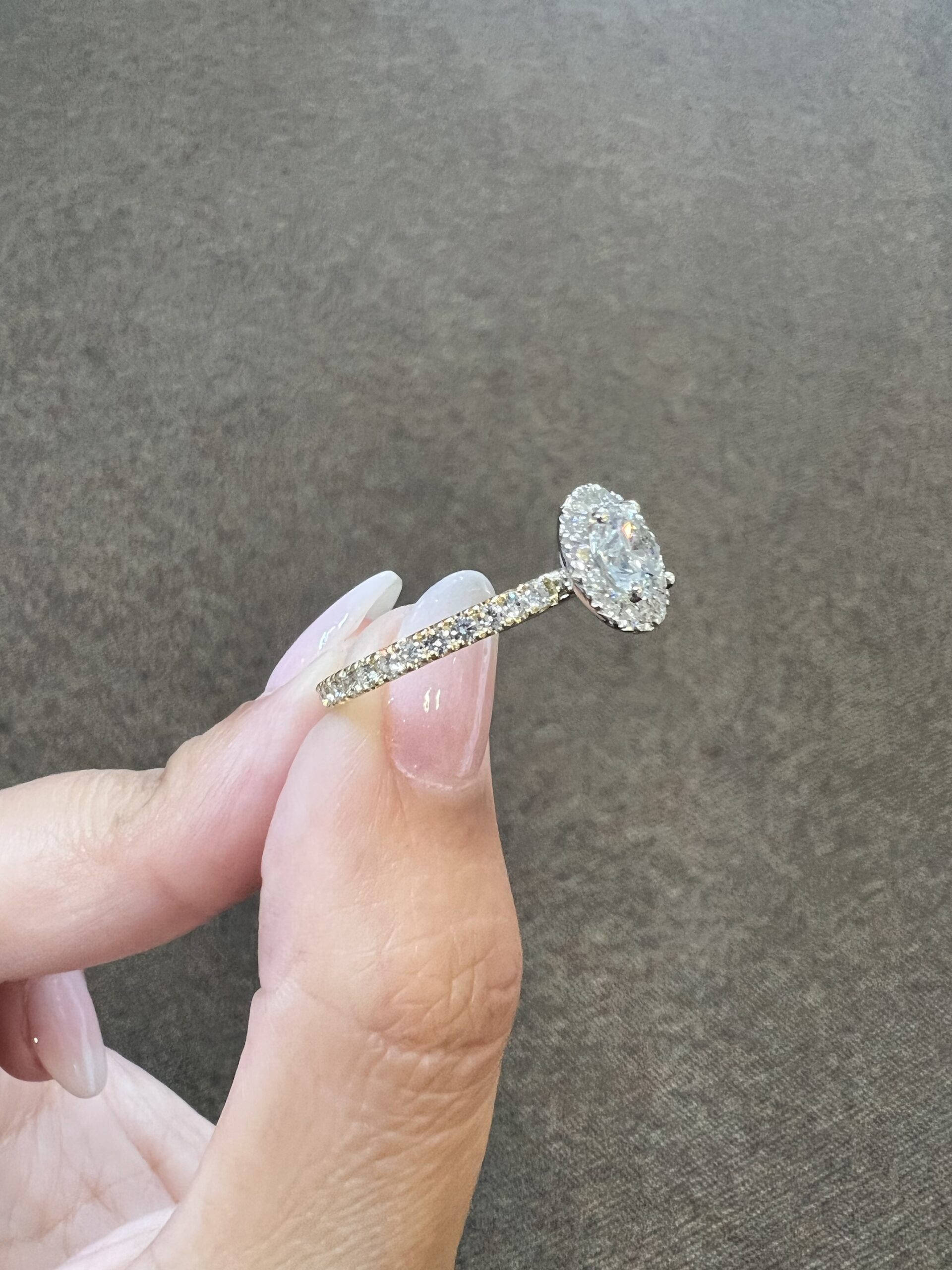 Custom Made 18k Yellow Gold & Platinum Genuine GIA Certified .80 Carat Round Brilliant Cut Diamond Halo Ring - Image 26